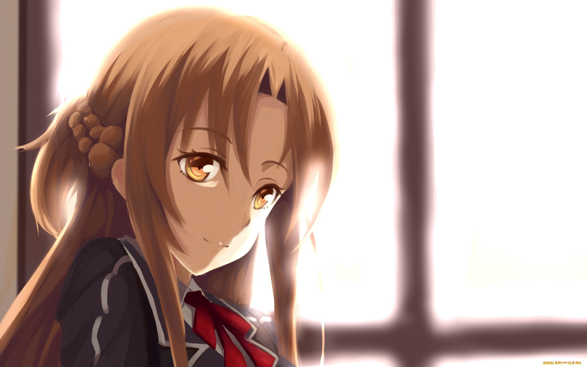 аниме, sword, art, online, девушка, взгляд, фон