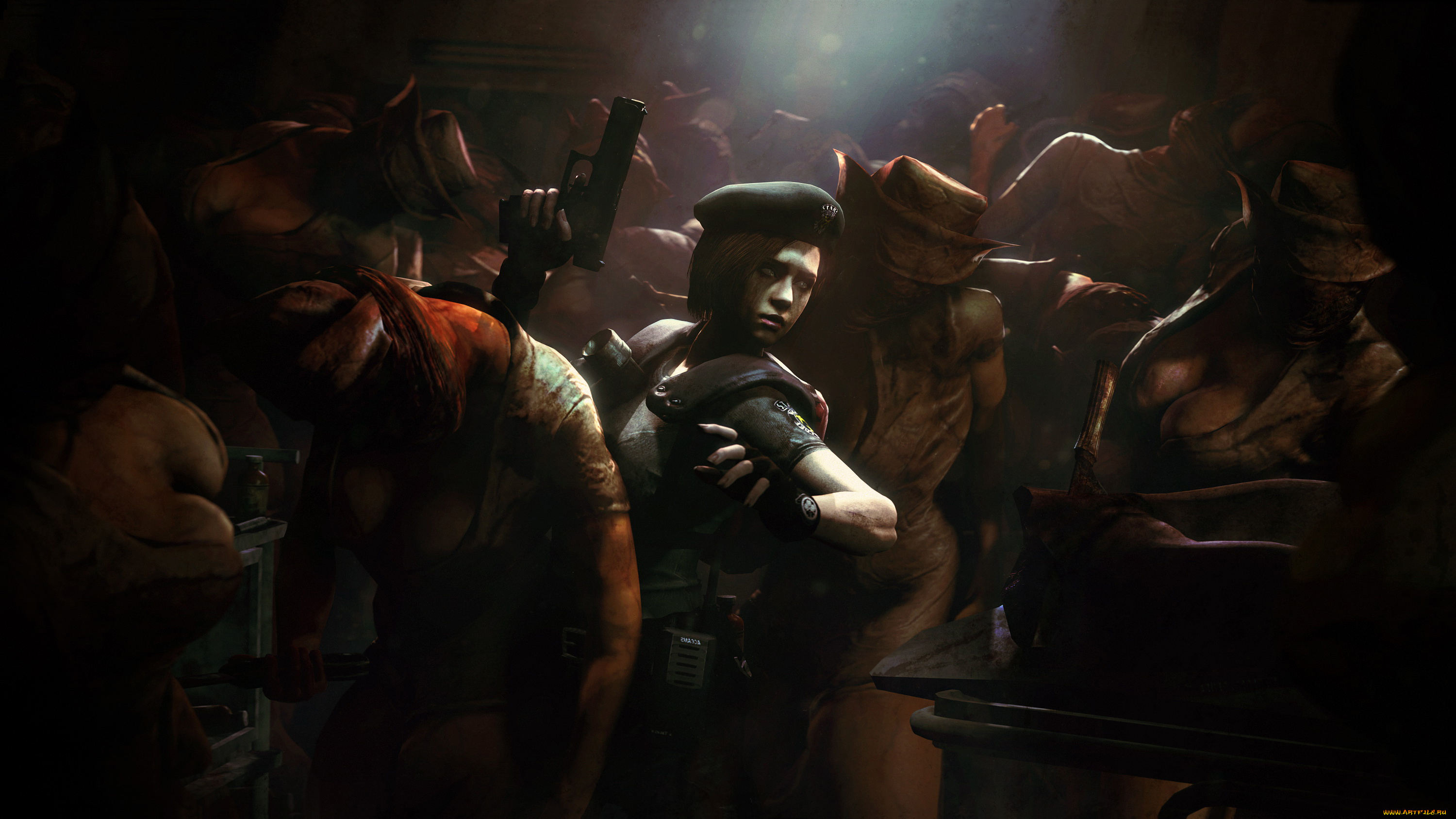 видео, игры, resident, evil, пистолет, существа, девушка, фон