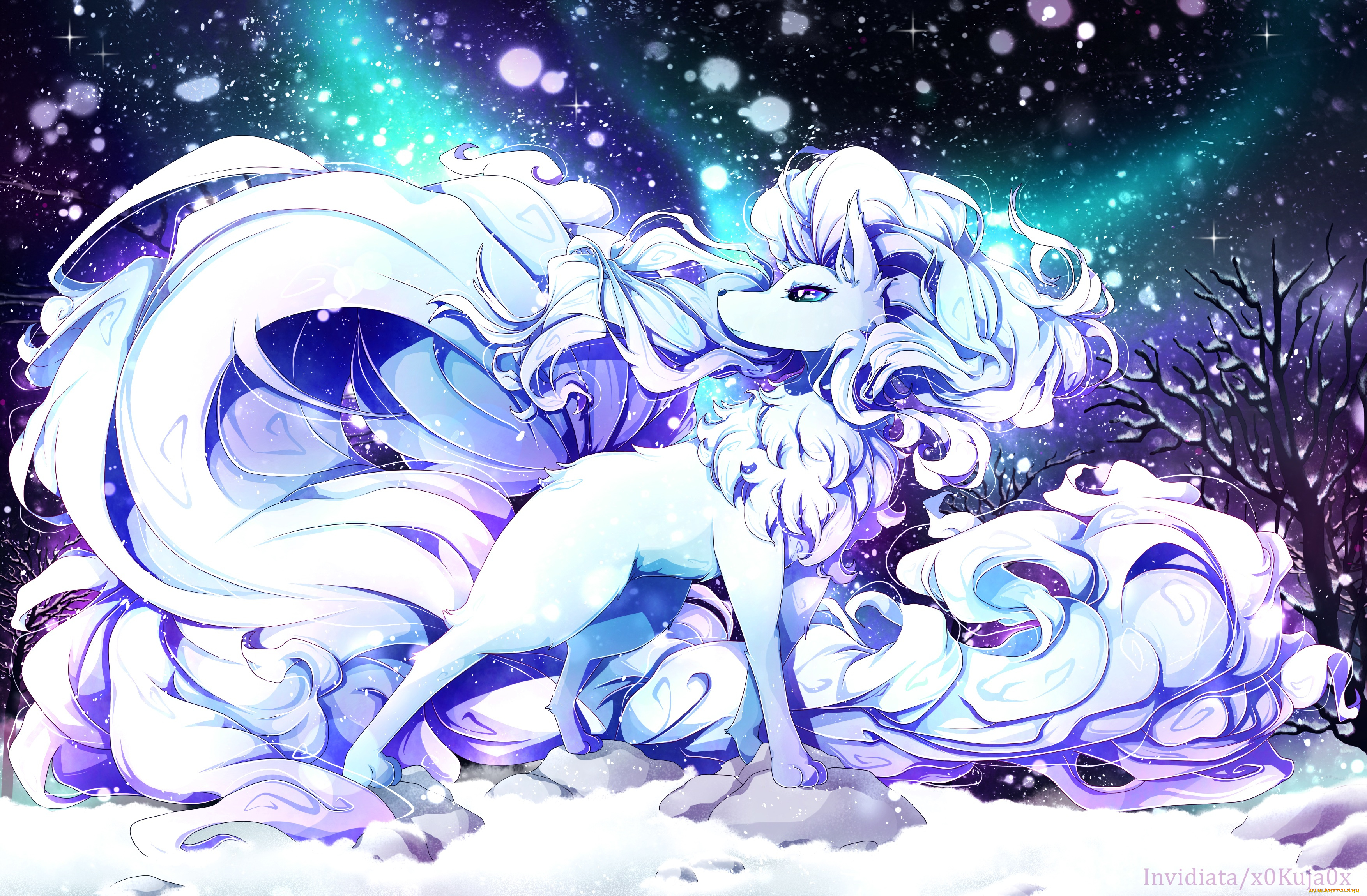 аниме, pokemon, alola, ninetales