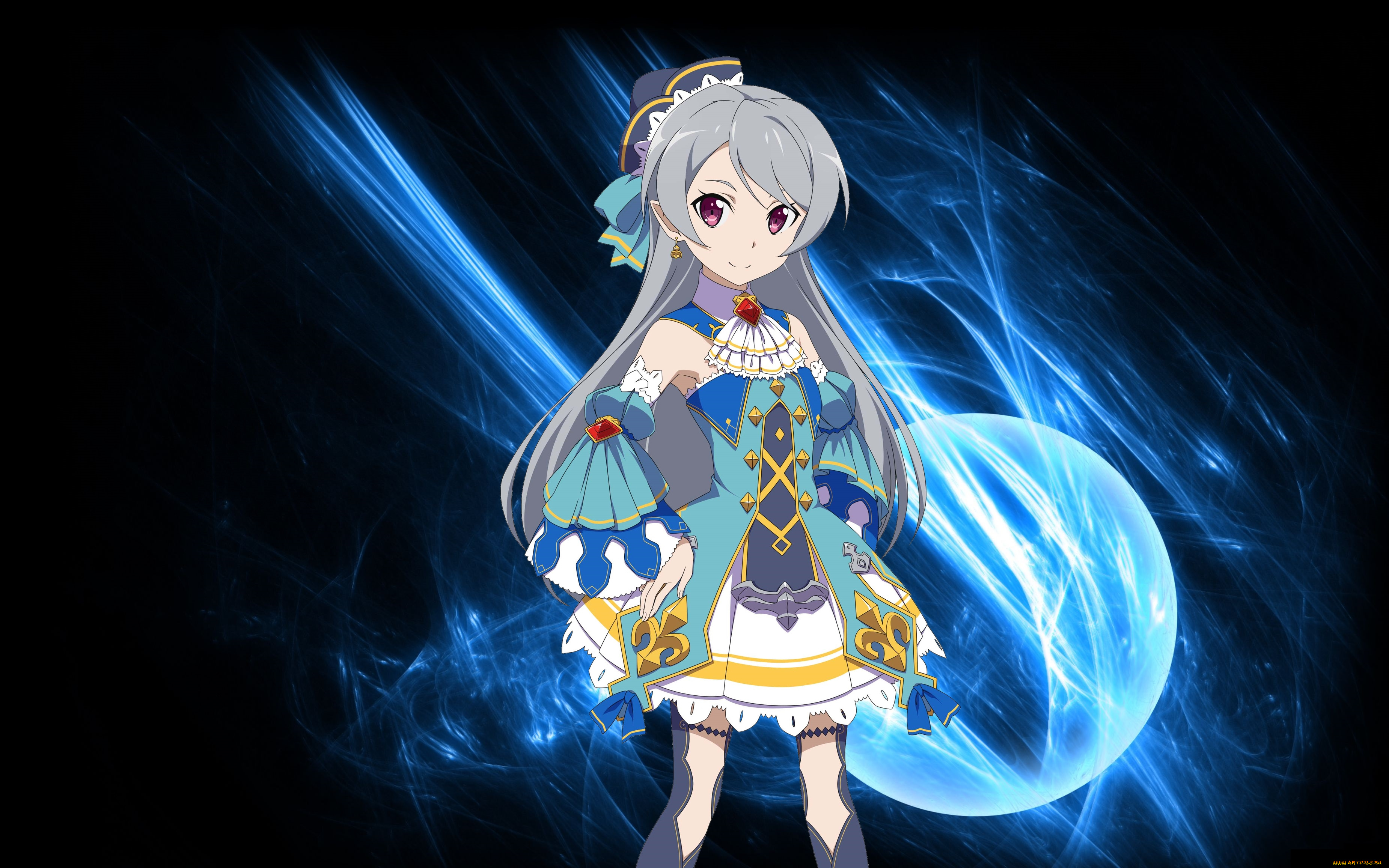 аниме, sword, art, online, взгляд, девушка, фон