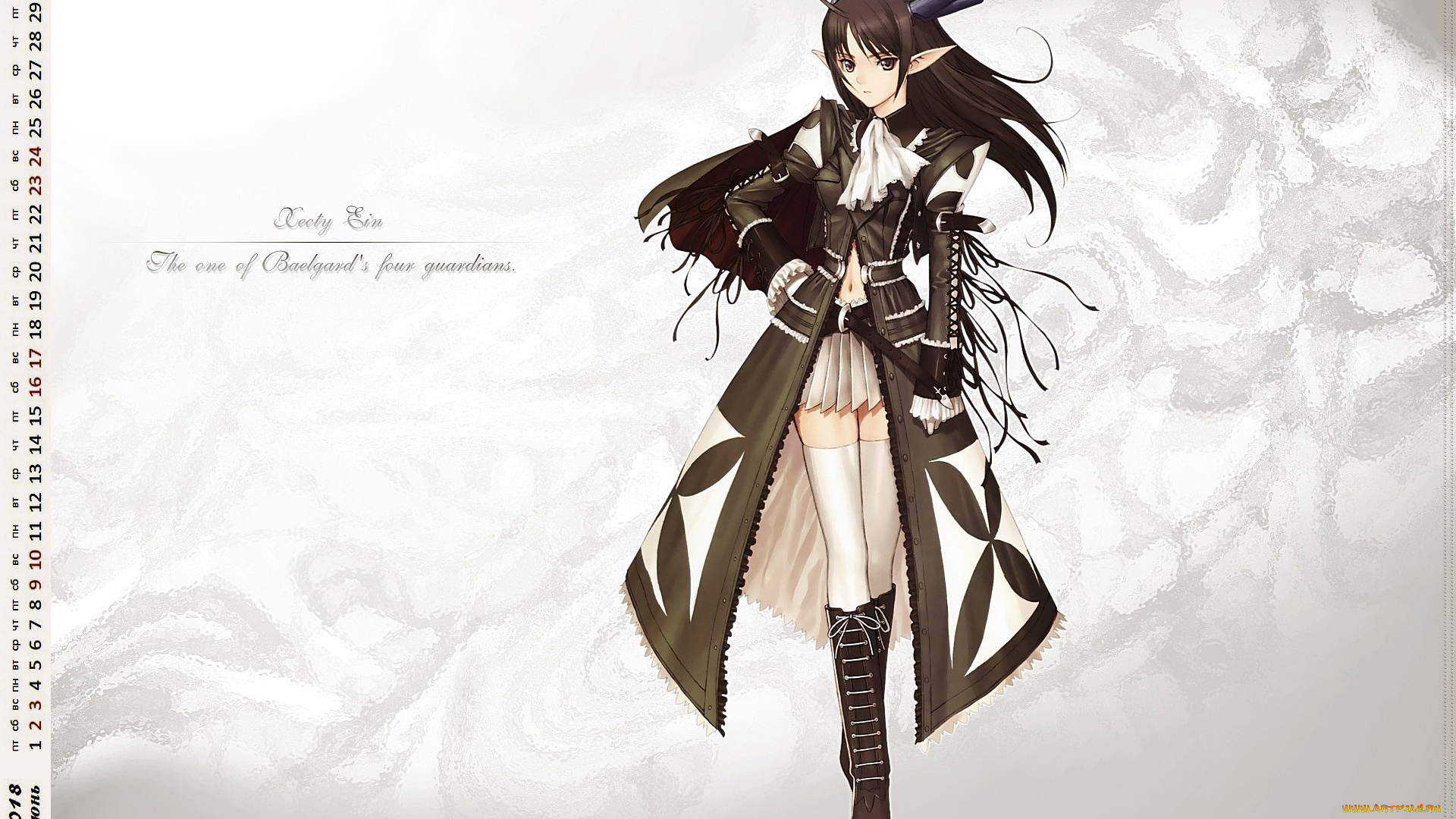 календари, аниме, девушка, взгляд, существо