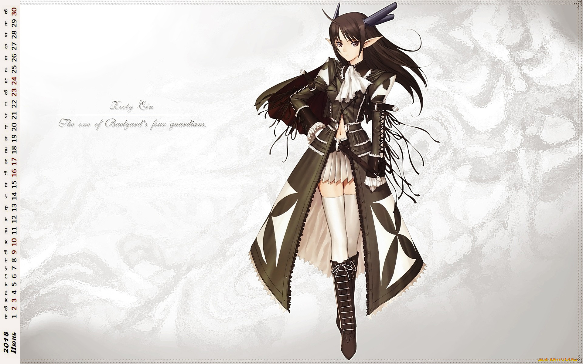 календари, аниме, девушка, взгляд, существо