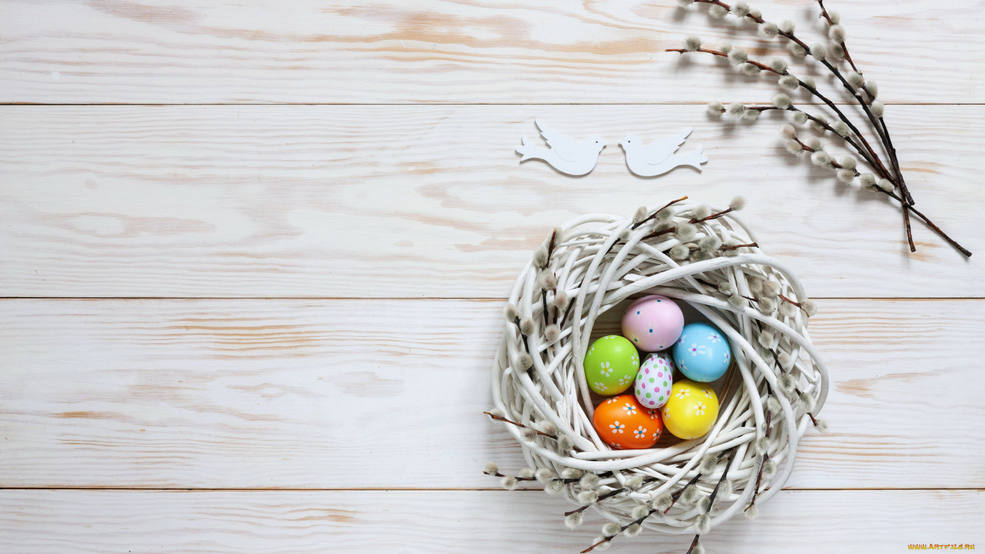 праздничные, пасха, писанки, верба, гнездо