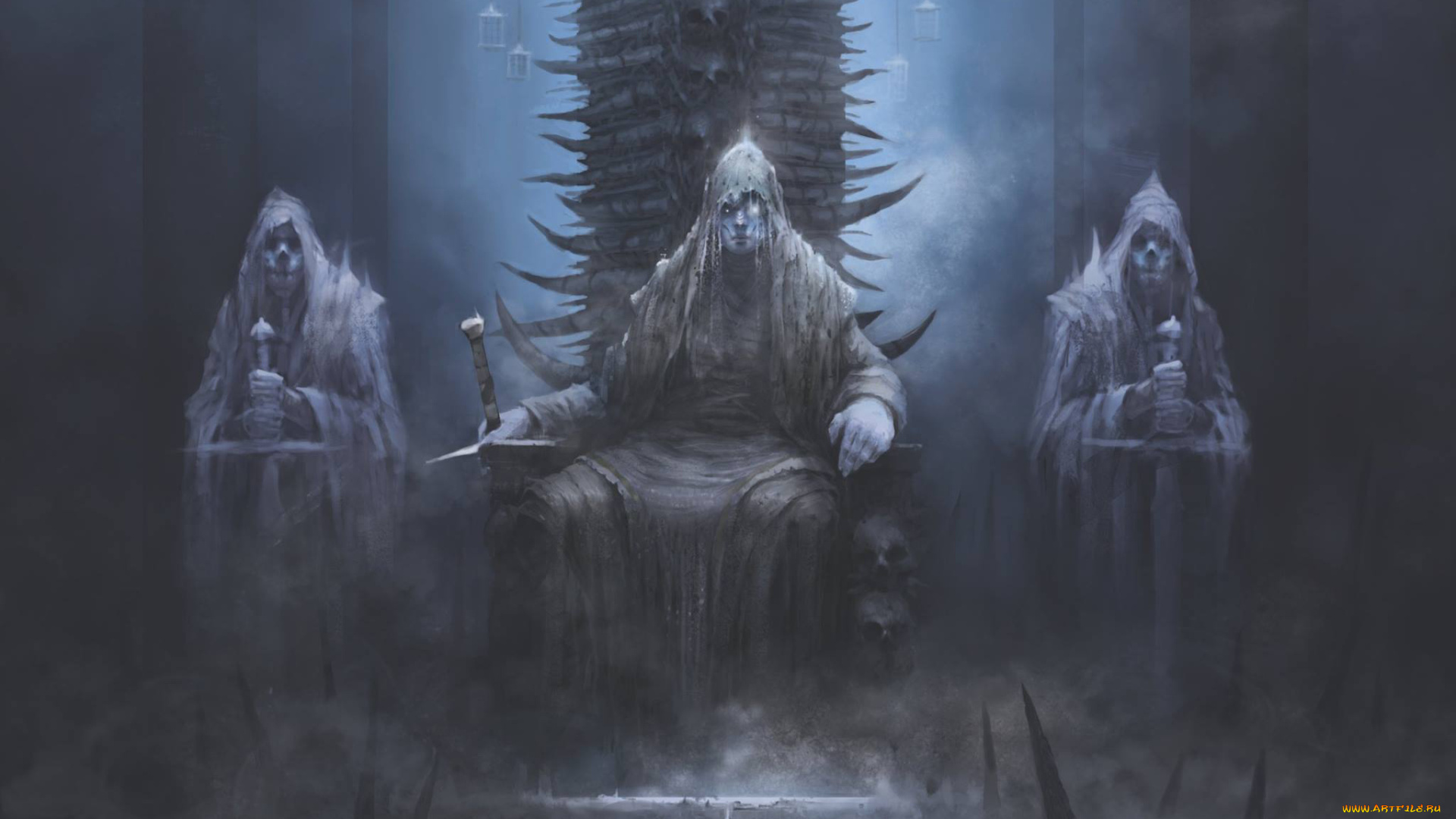 фэнтези, нежить, существа, фон, взгляд, меч