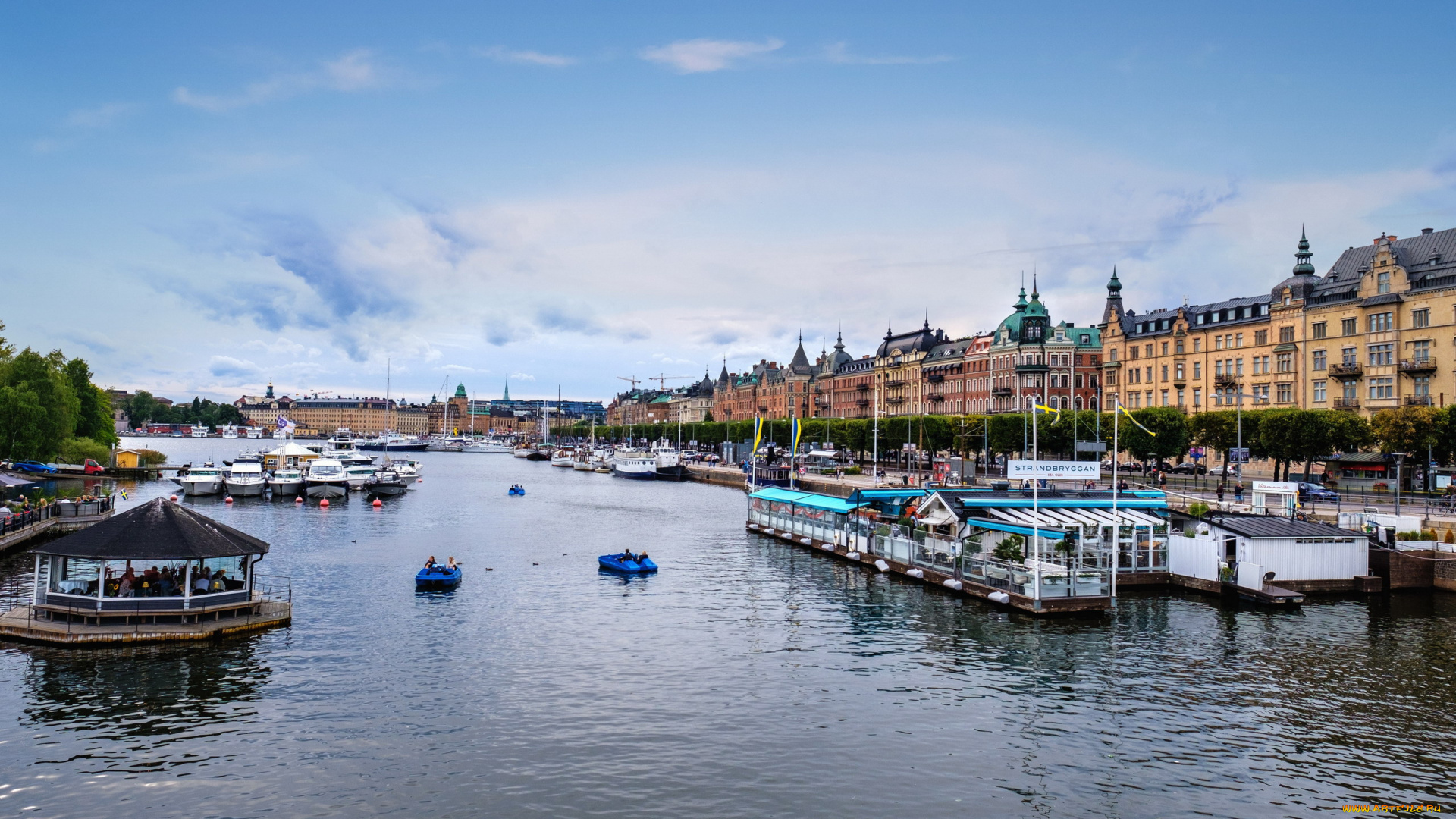города, стокгольм, , швеция, река, набережная, дома