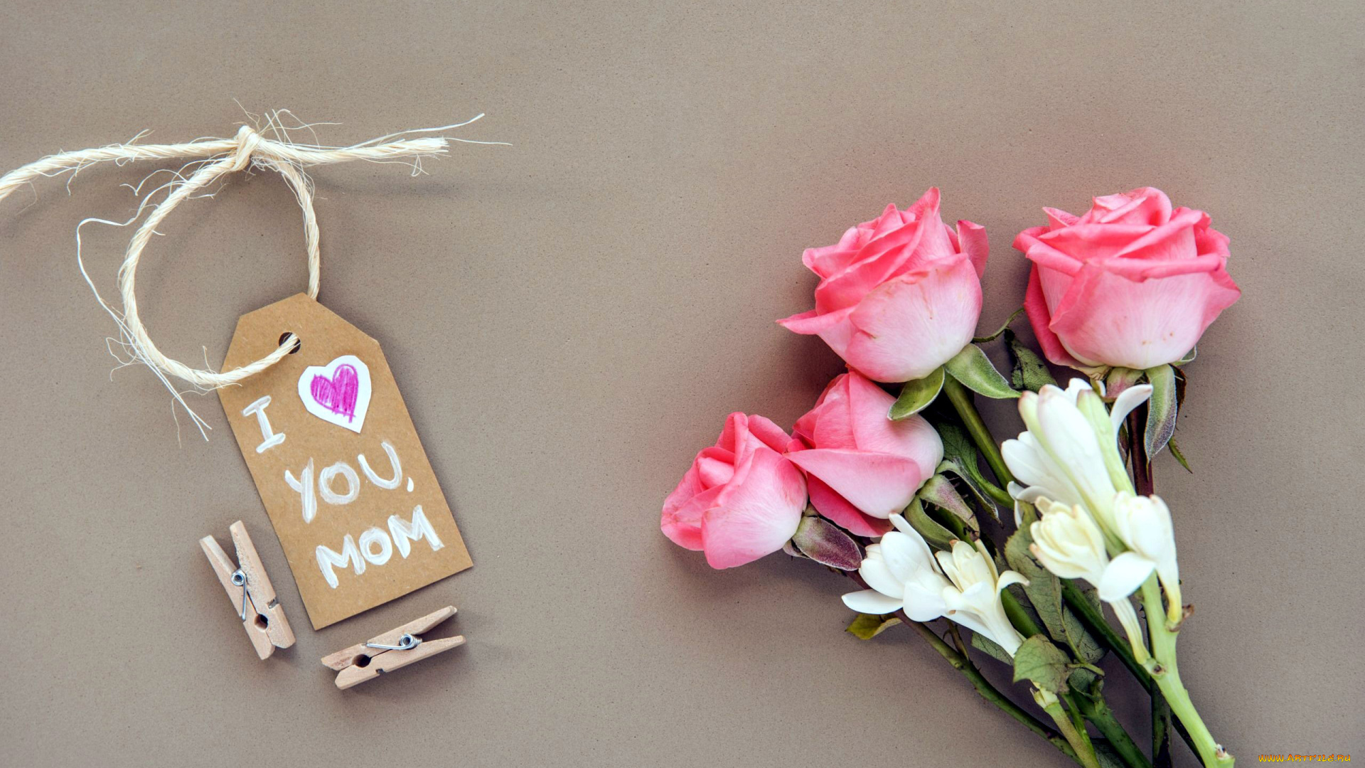 праздничные, день, матери, розы, надпись, признание