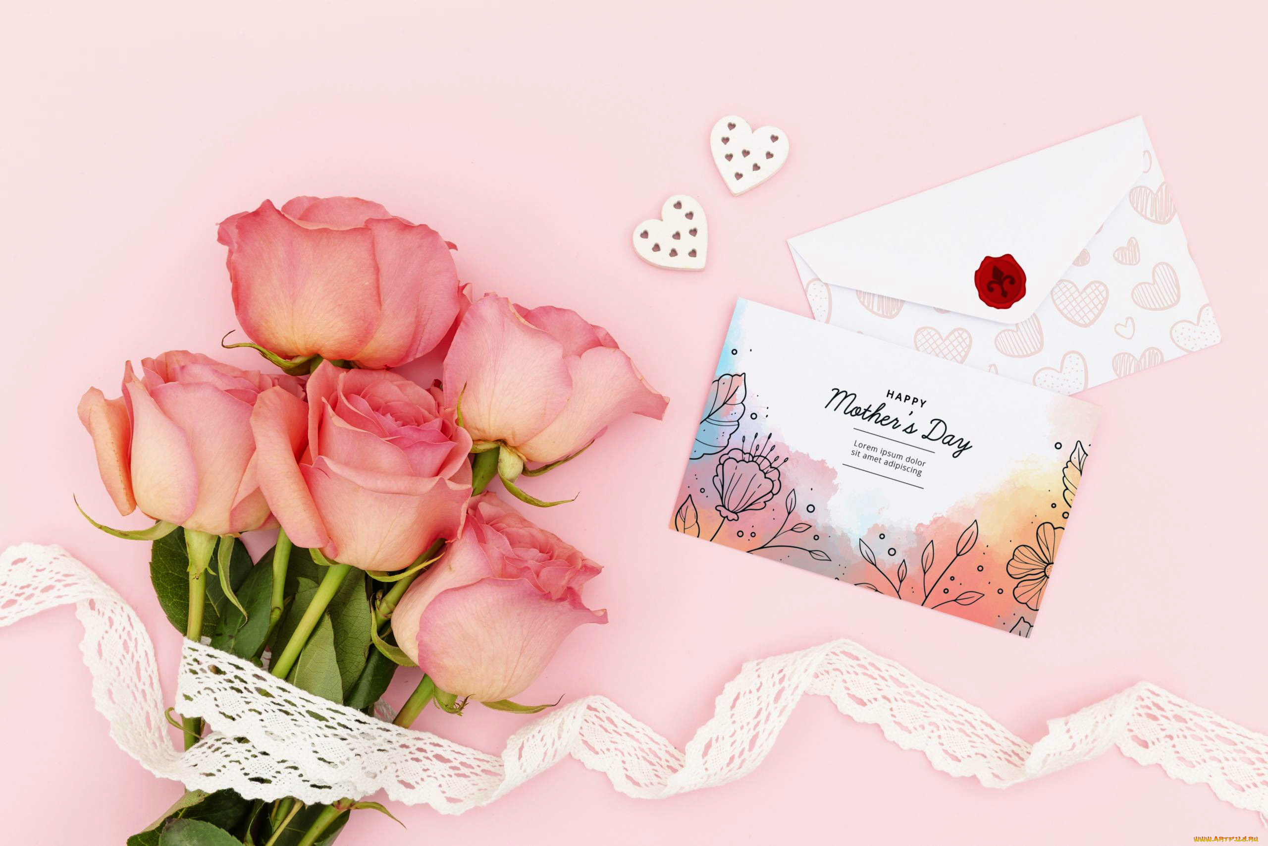 праздничные, день, матери, розы, кружево, открытка