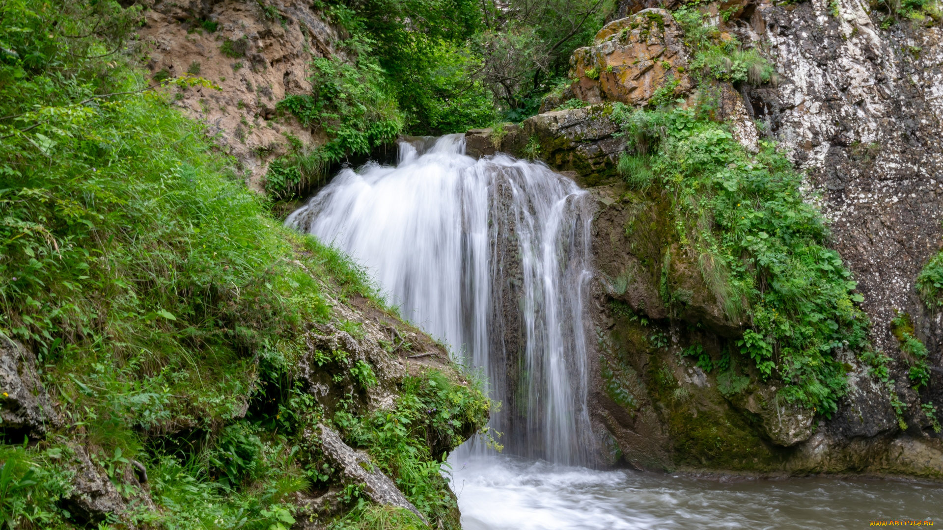 водопад, медовый, природа, водопады, водопад, медовый, кавказ, россия