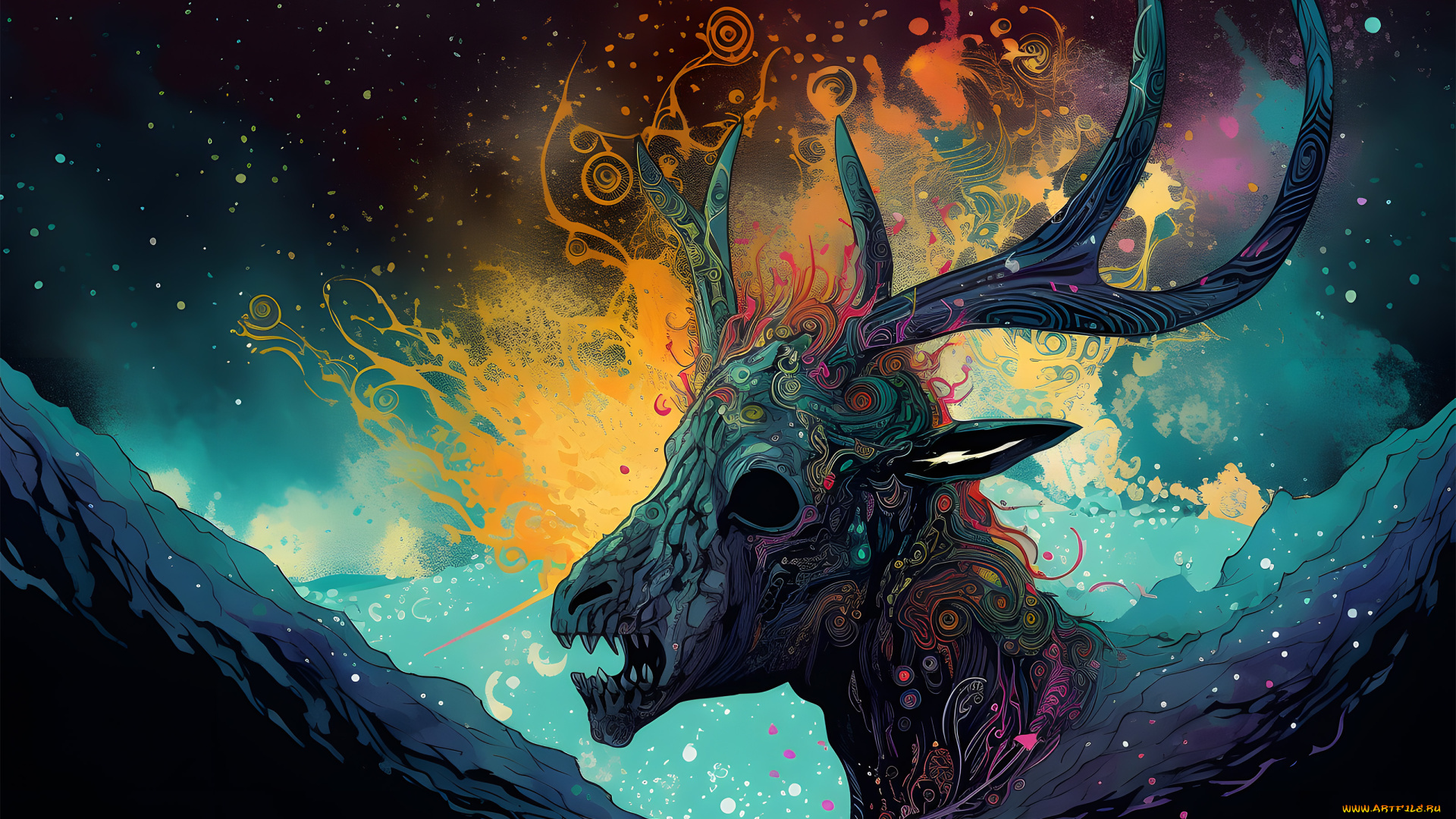 фэнтези, нежить, зубастый, олень