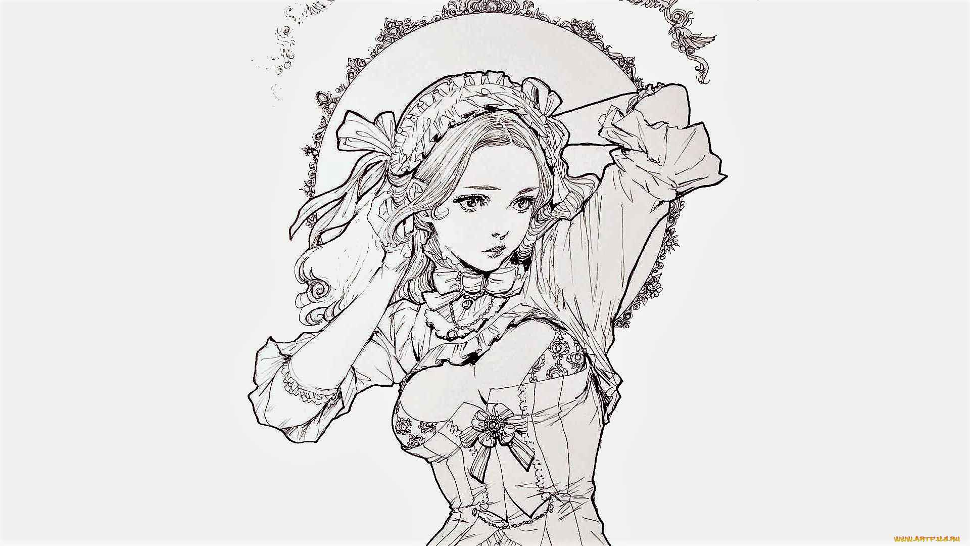 рисованное, люди, девушка, наряд