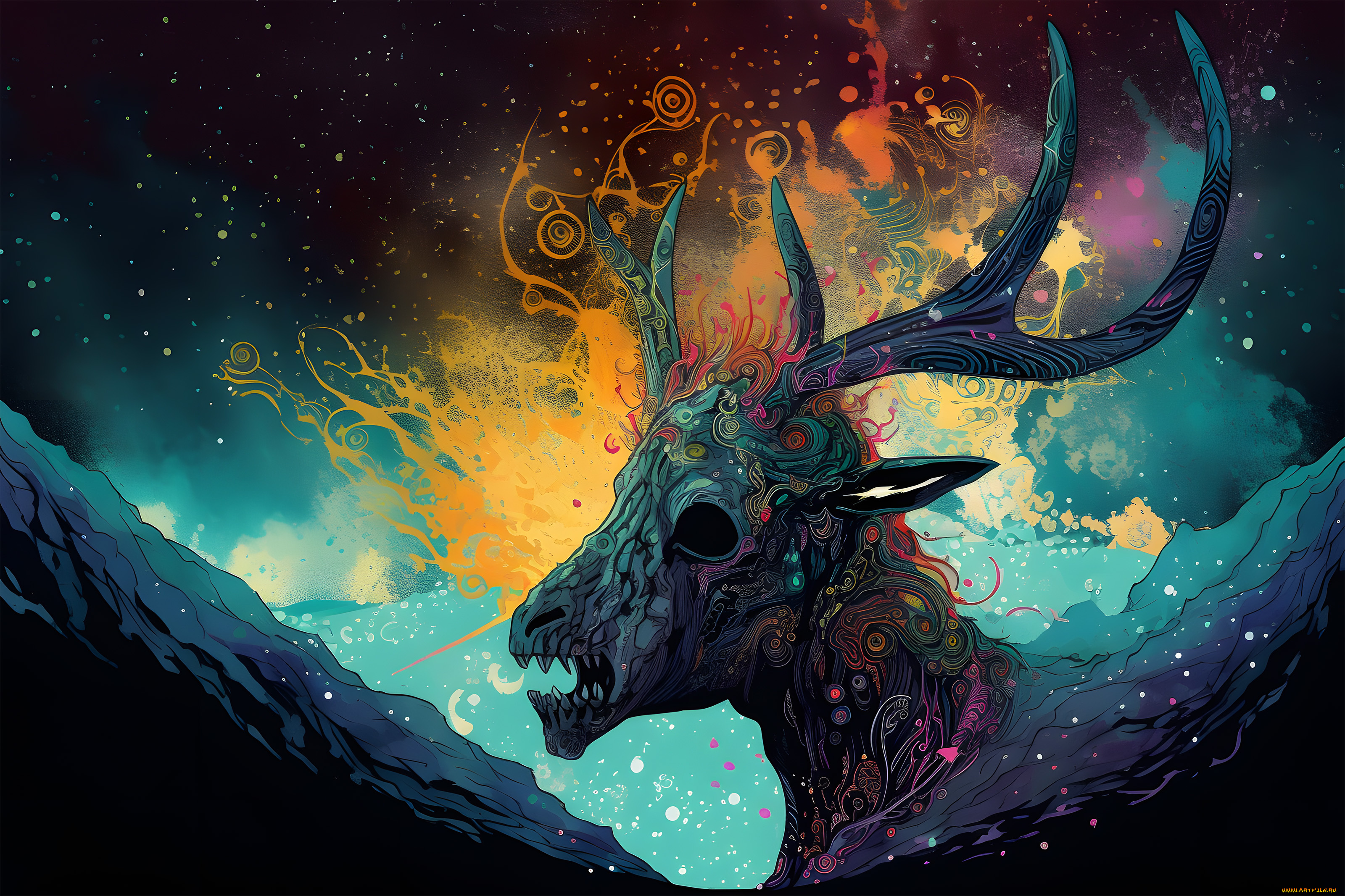 фэнтези, нежить, зубастый, олень