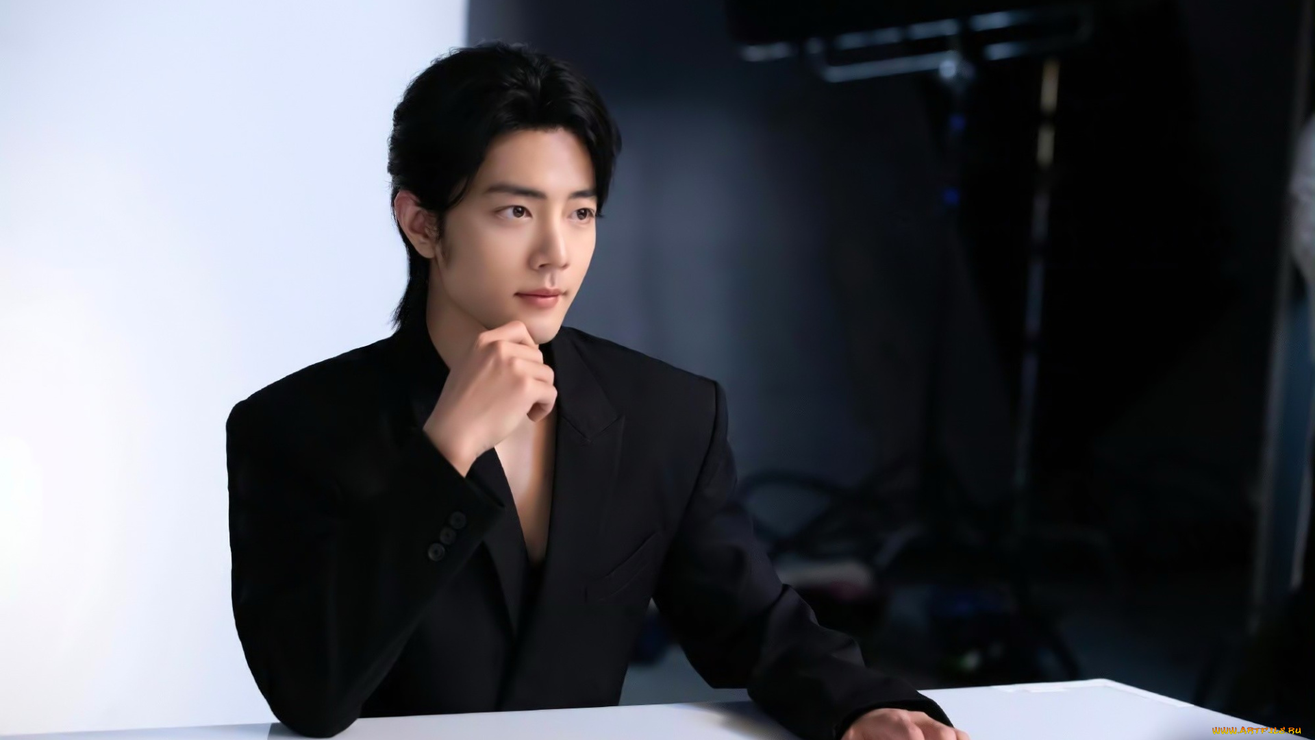 мужчины, xiao, zhan, актер, пиджак, стол