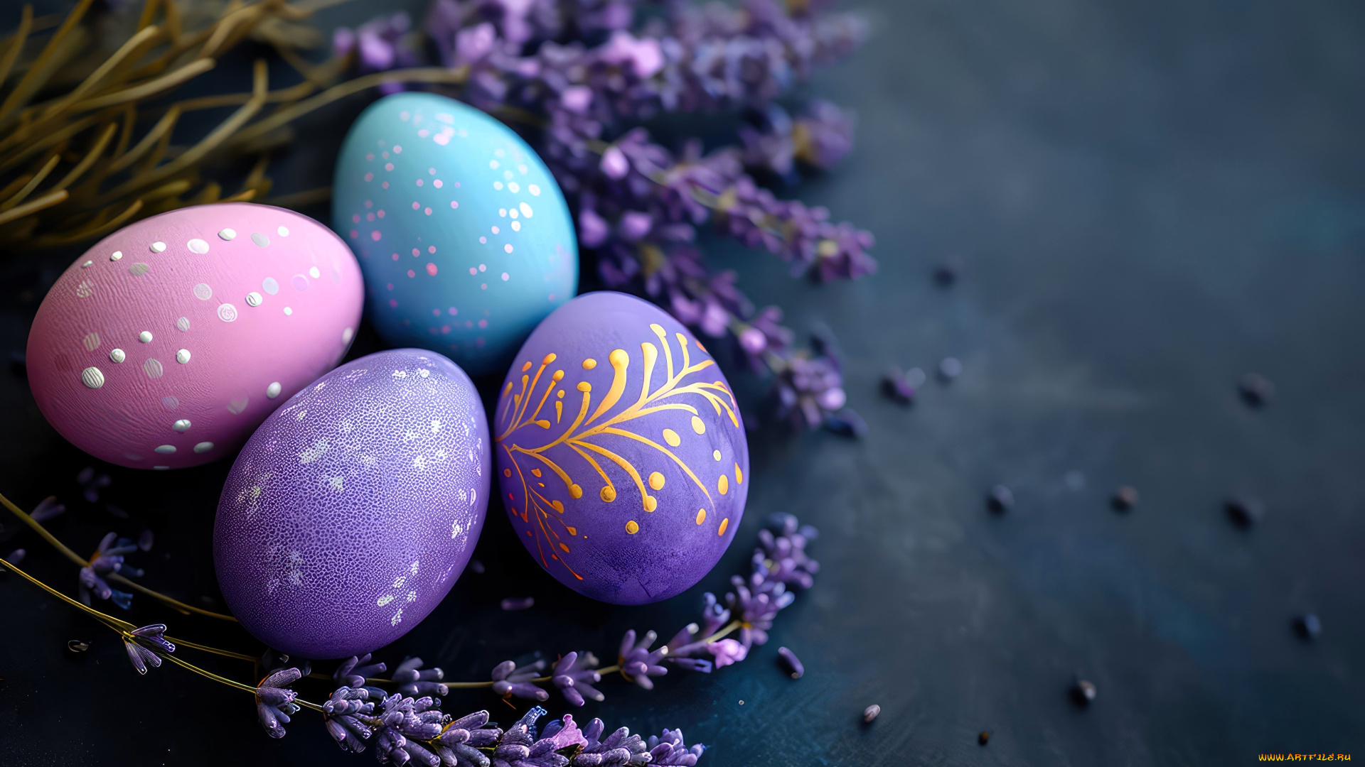 праздничные, пасха, яйца, лаванда