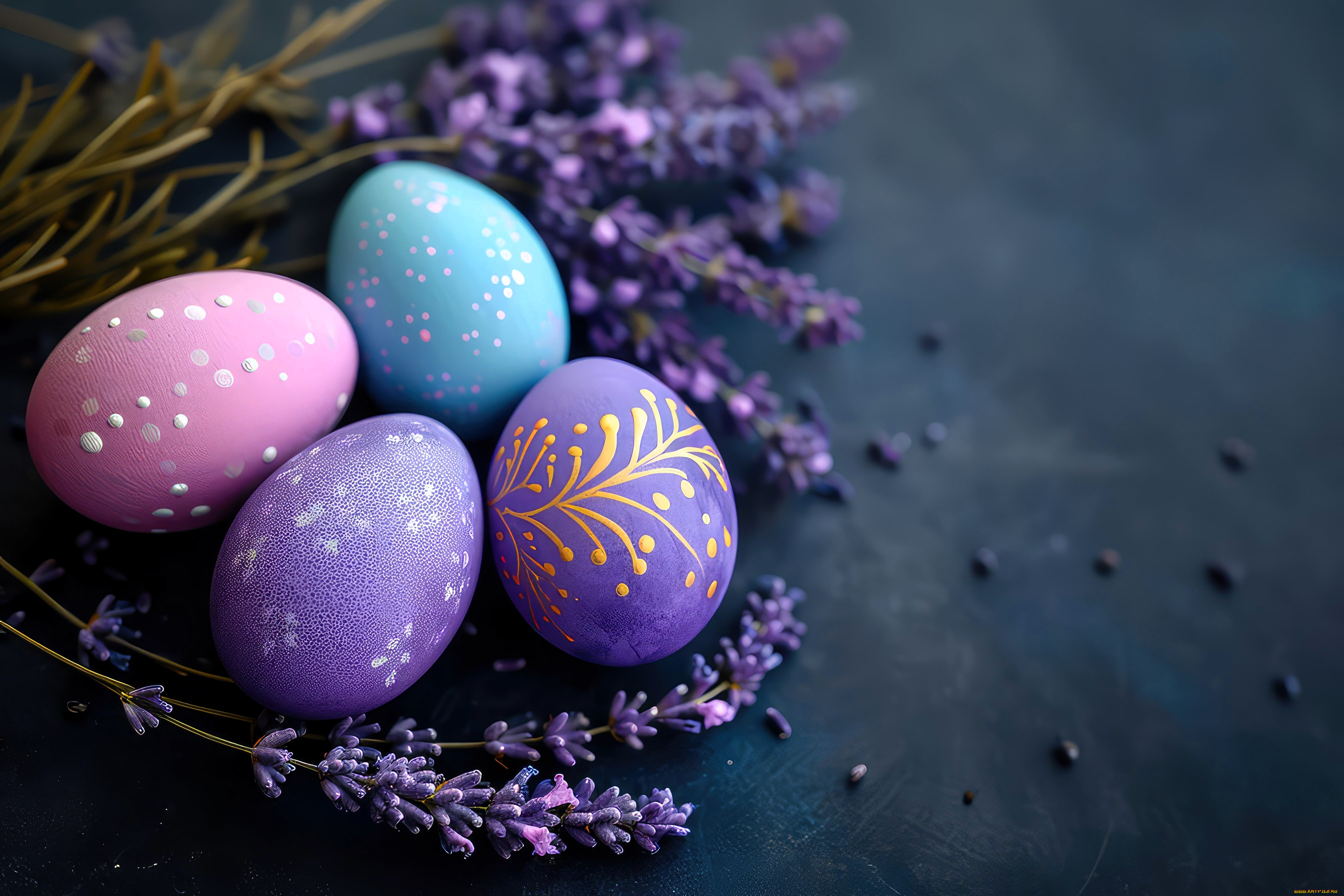 праздничные, пасха, яйца, лаванда
