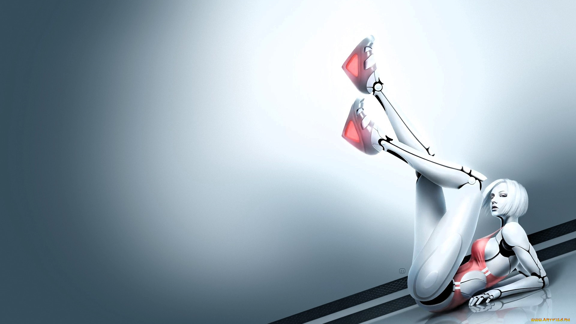 3д, графика, фантазия, , fantasy, девушка, киборг, купальник