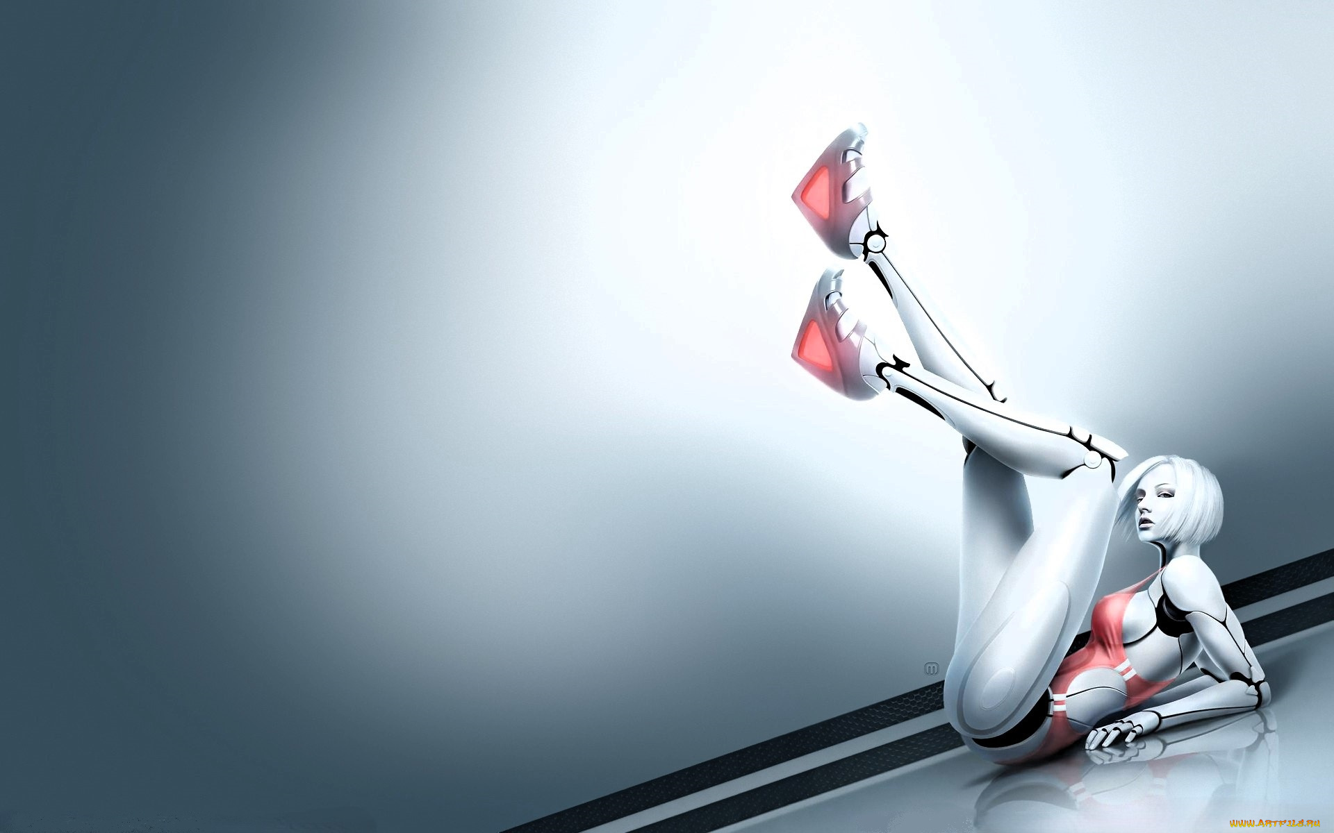 3д, графика, фантазия, , fantasy, девушка, киборг, купальник