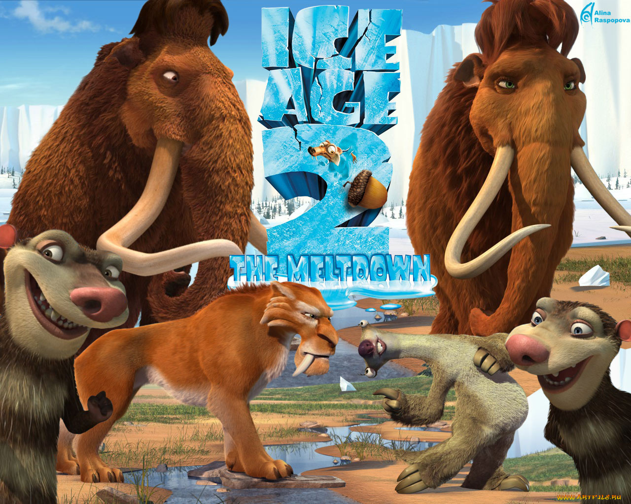 ледниковый, период, мультфильмы, ice, age, the, meltdown