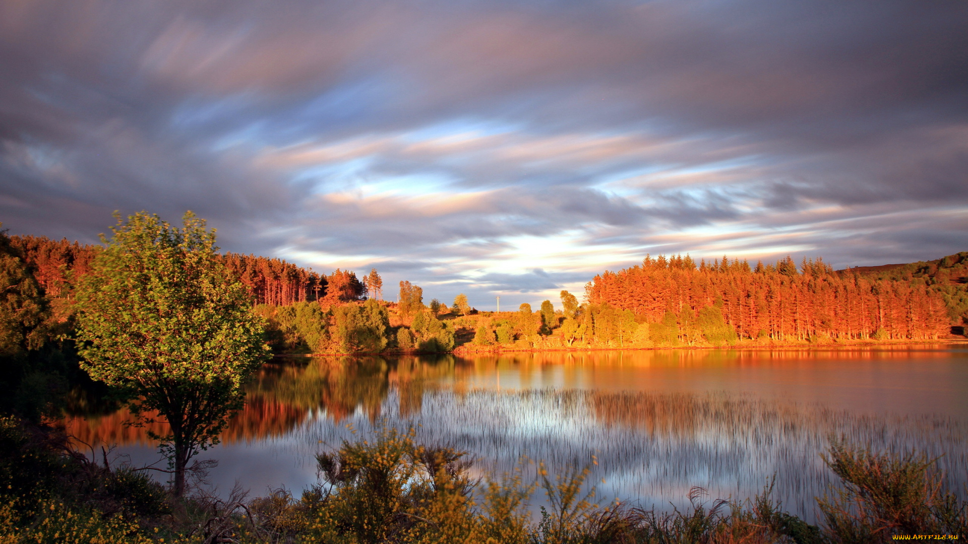 природа, реки, озера, озеро, небо, осень