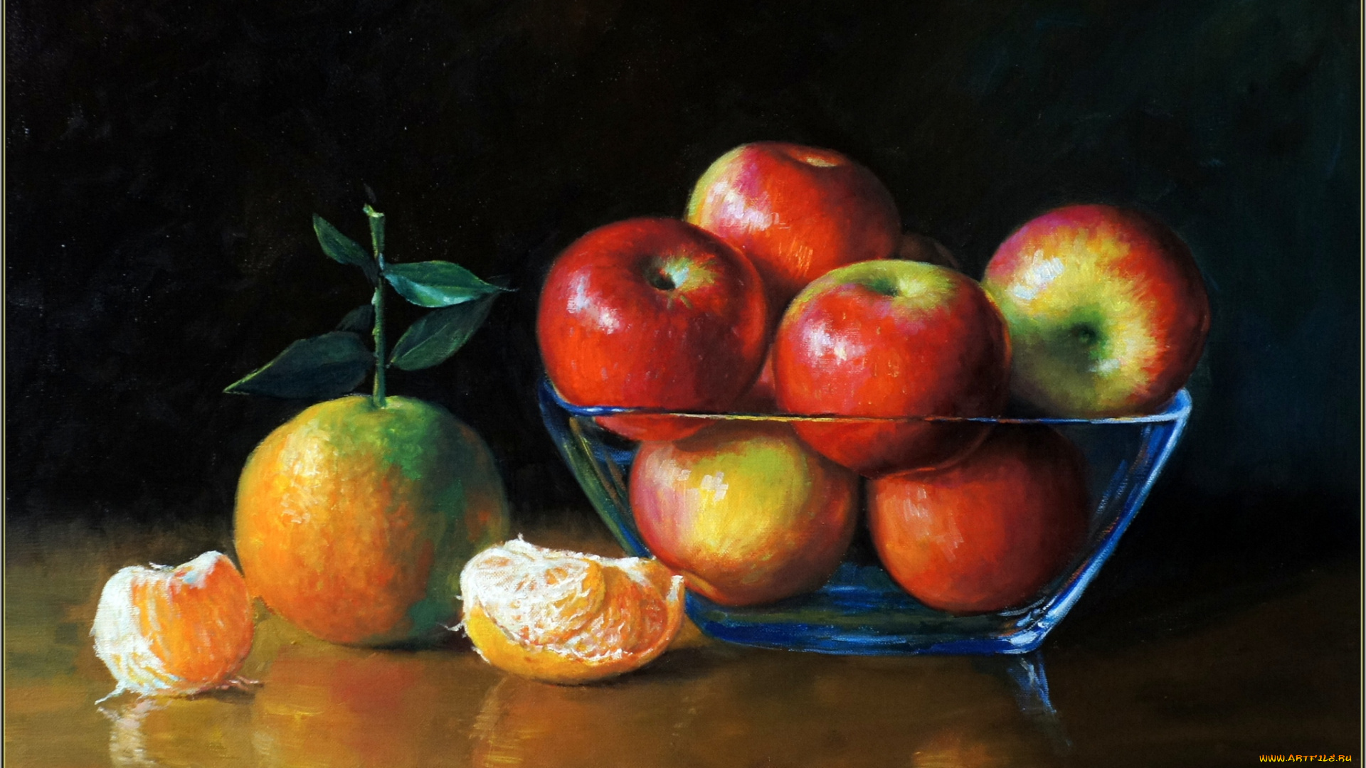 рисованные, еда, яблоки, мандарин