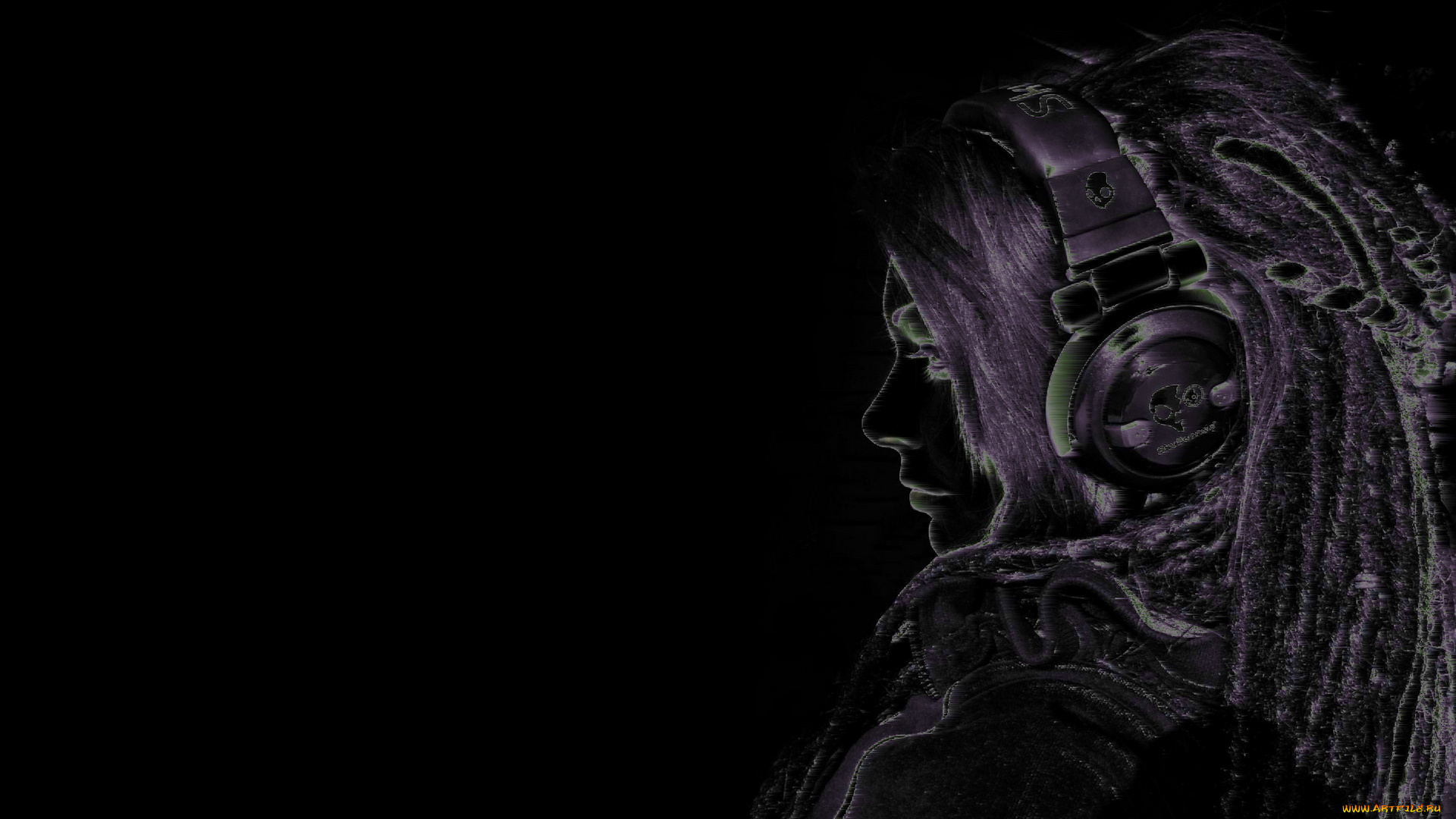 рисованные, люди, девушка, наушники