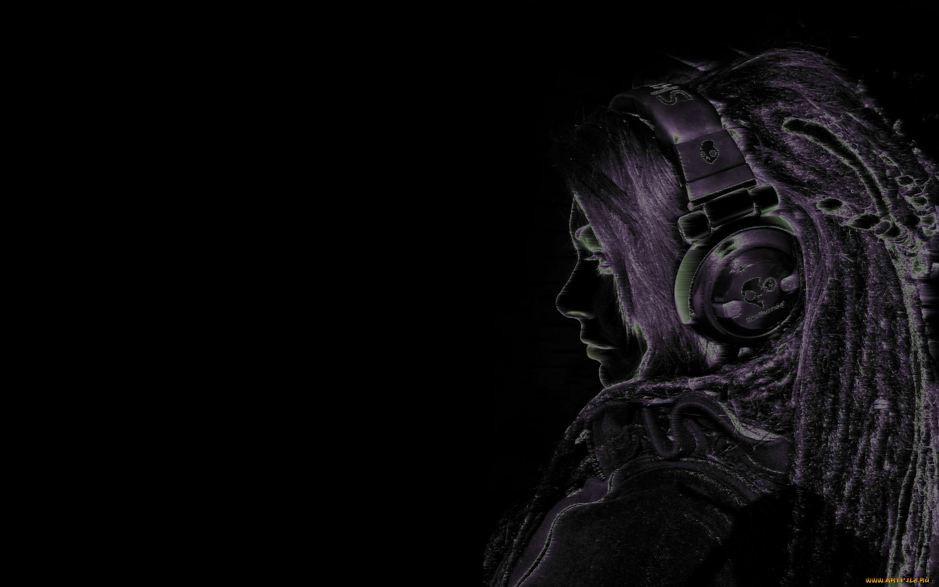 рисованные, люди, девушка, наушники