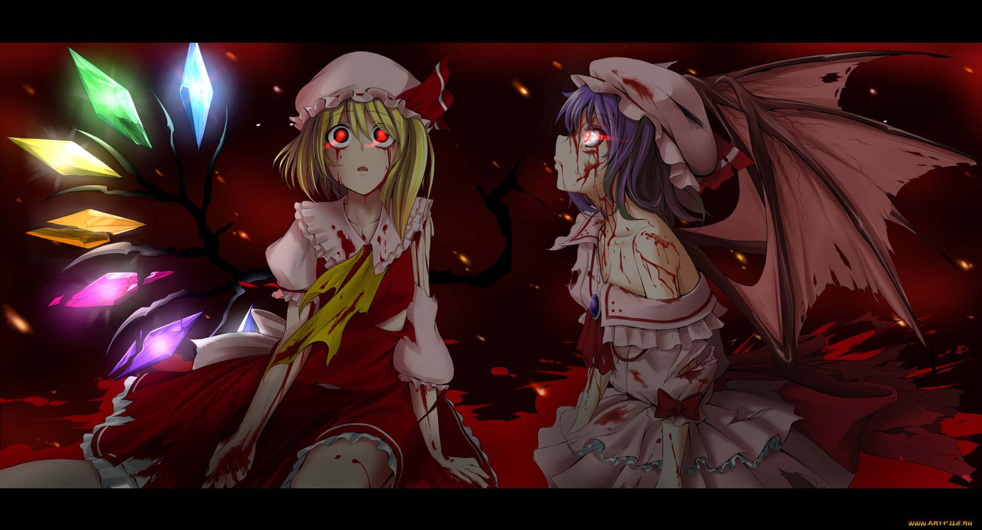 аниме, touhou, flandre, scarlet, remilia
