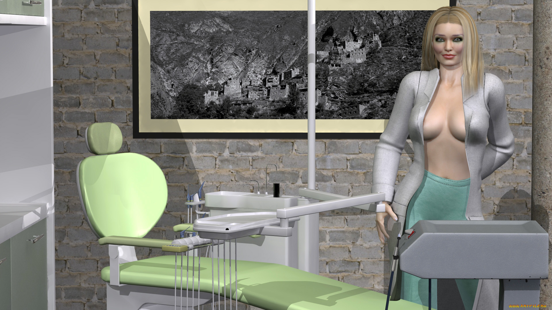 3д, графика, people, , люди, врач, взгляд, девушка