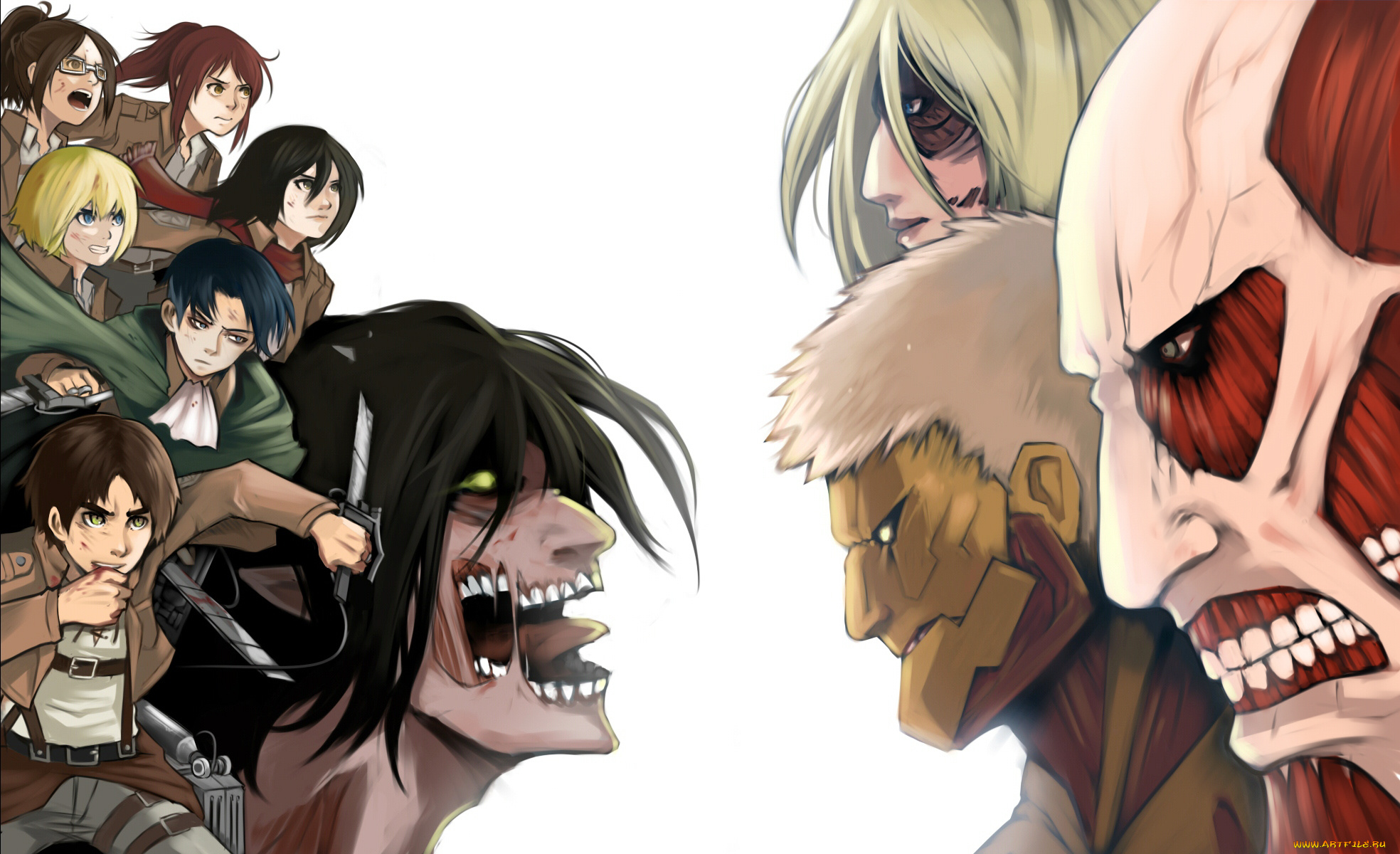 аниме, shingeki, no, kyojin, annie, leonhart, mikasa, ackerman, eren, yeager, sasha, blouse, levi, hange, zo, armin, arlert, anime, shingeki, no, kyojin, attack, on, titan