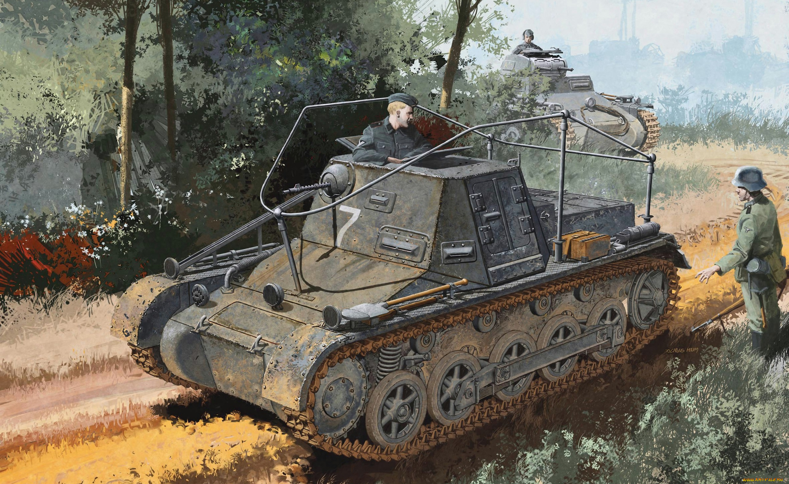рисованные, армия, танк