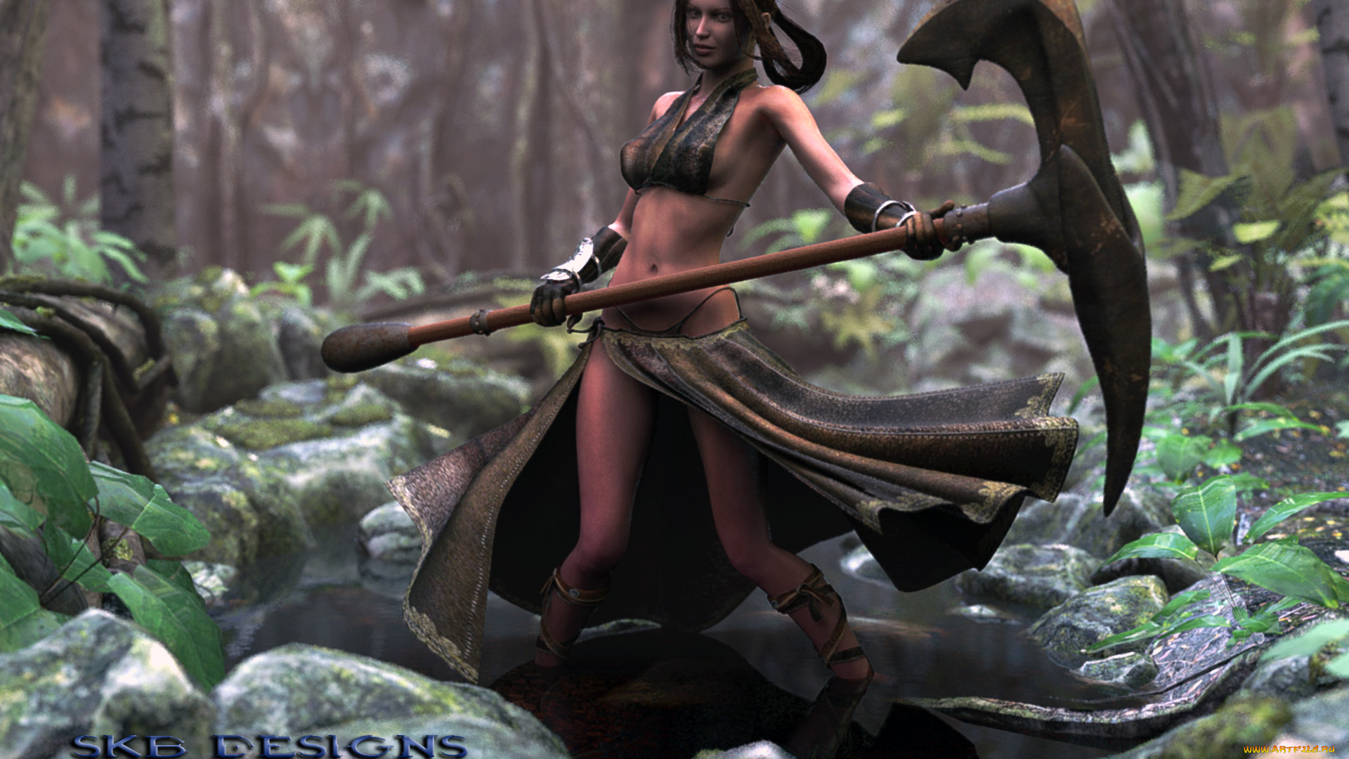 3д, графика, фантазия, , fantasy, фон, взгляд, девушка