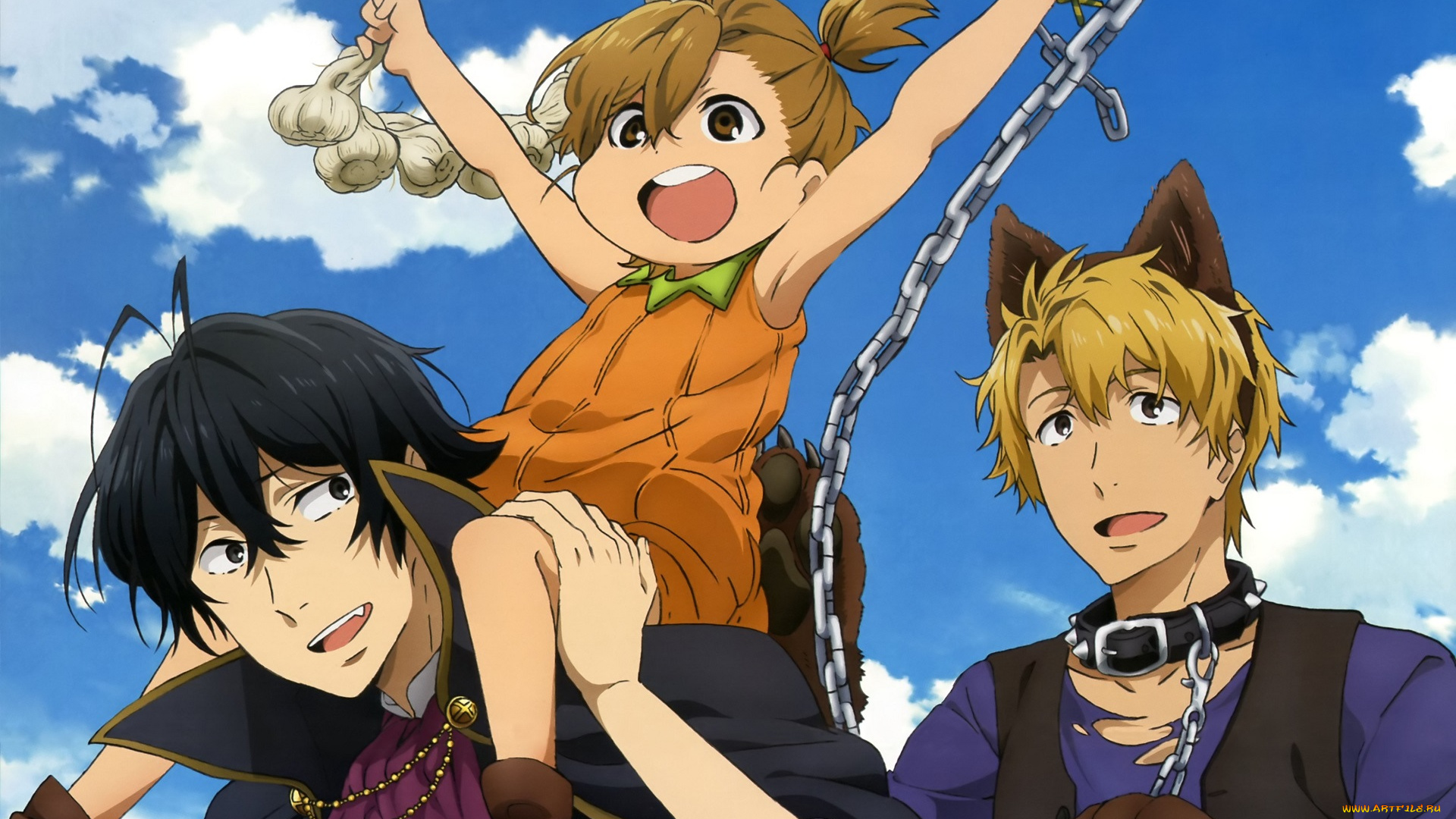 аниме, barakamon, девочка, парни