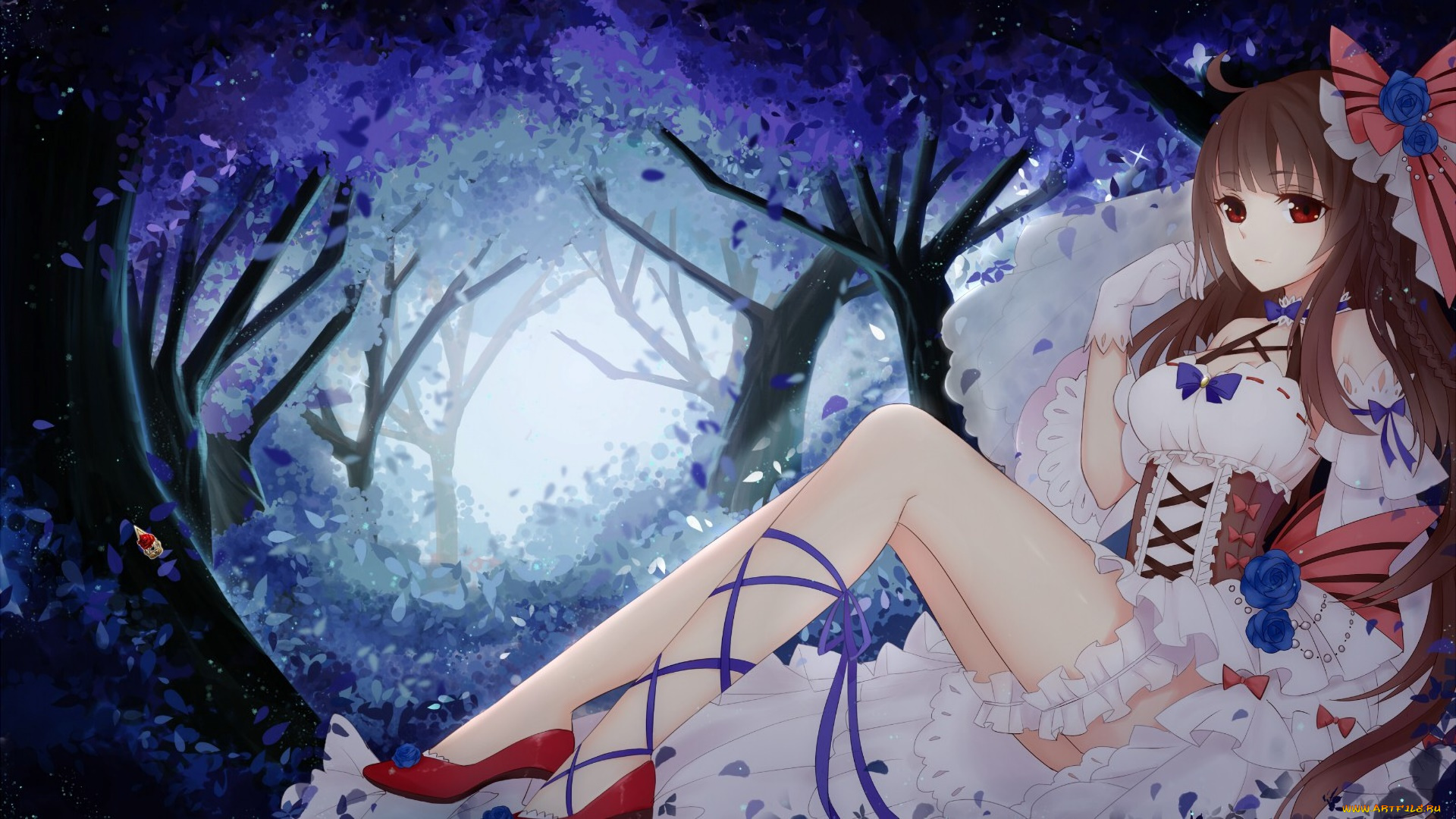 аниме, unknown, , другое, девушка, взгляд, фон