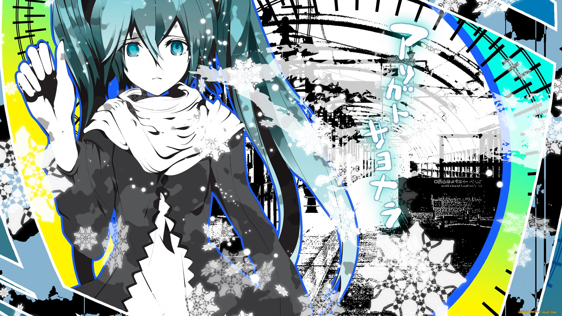 аниме, vocaloid, девушка, фон, взгляд