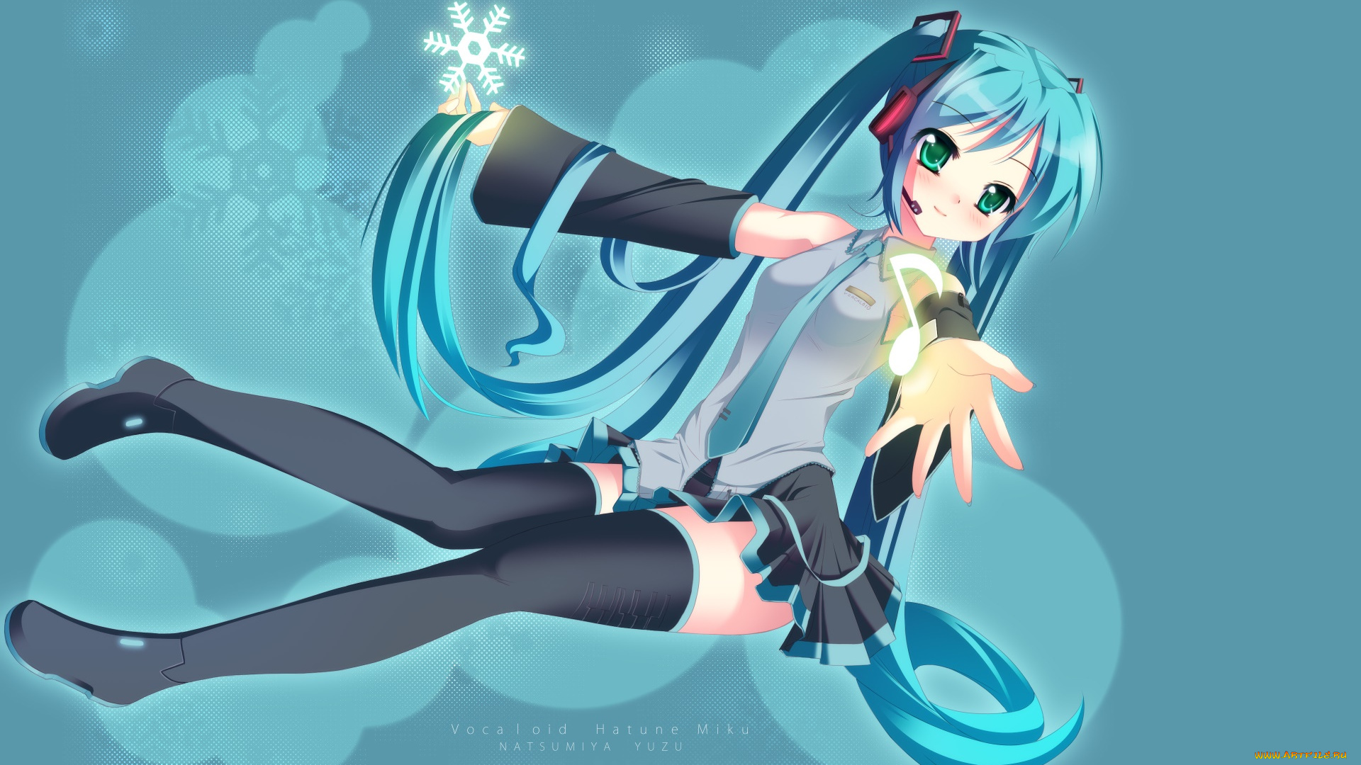 аниме, vocaloid, взгляд, девушка, фон