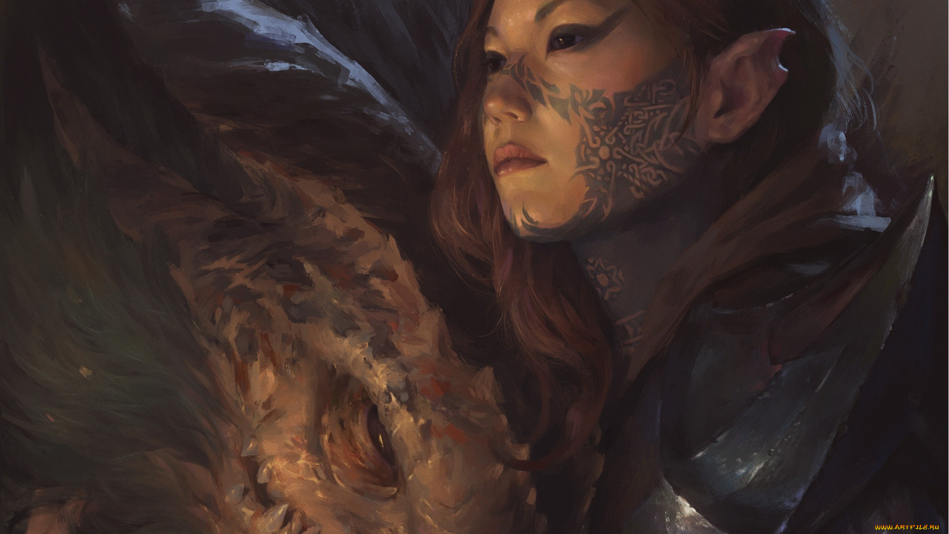 фэнтези, красавицы, и, чудовища, дракон, девушка