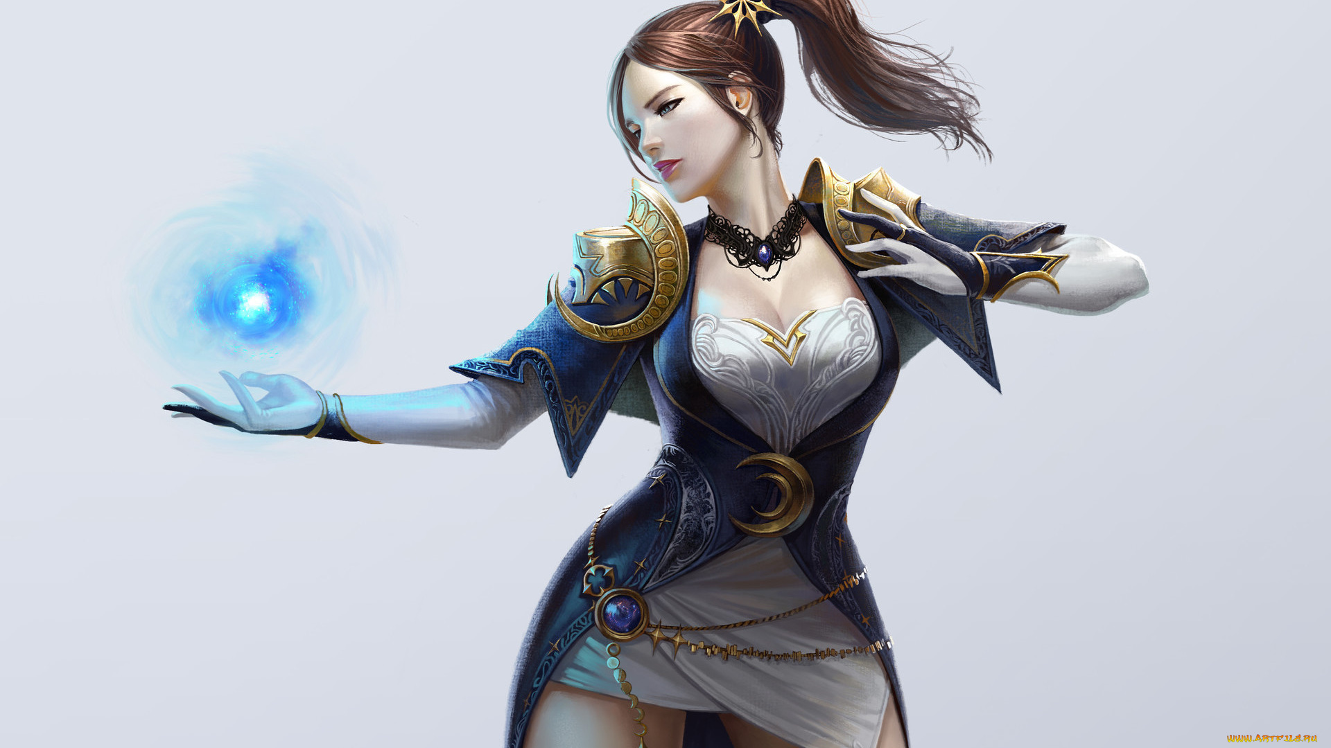 фэнтези, магия, профиль, взгляд, шар, девушка