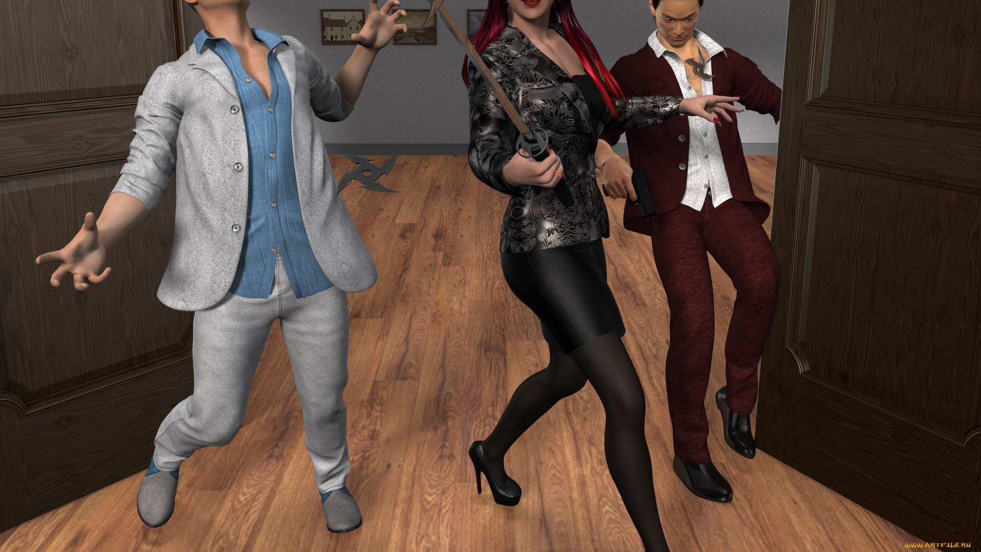 ninja, , story, revenge, 3д, графика, фантазия, , fantasy, фон, взгляд, девушка, оружие