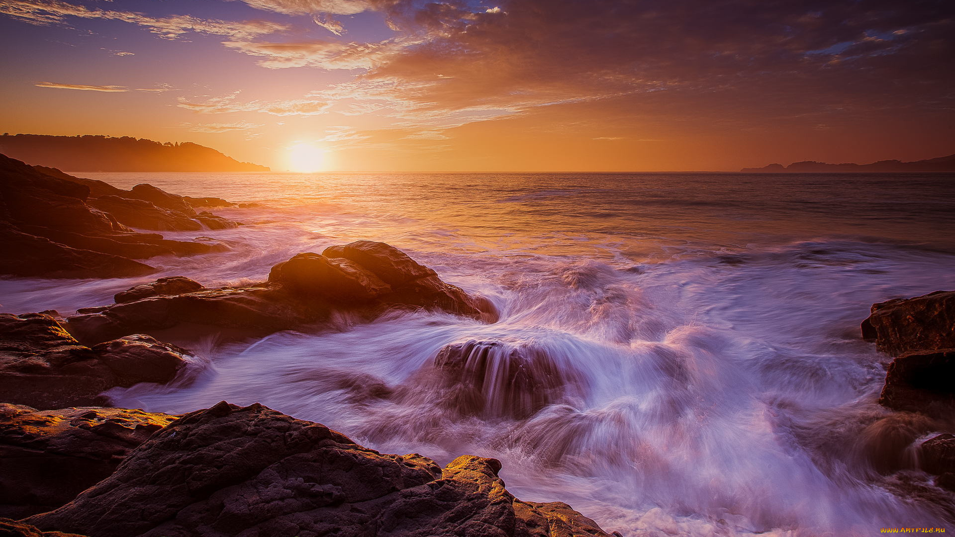 природа, восходы, закаты, рассвет, солнце, камни, берег