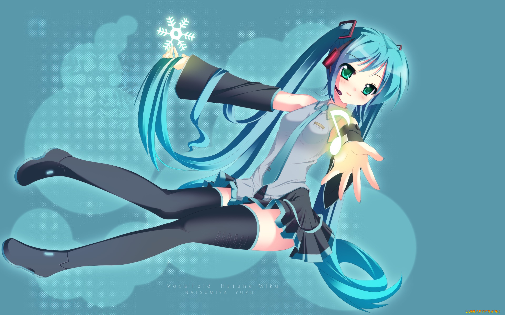 аниме, vocaloid, взгляд, девушка, фон