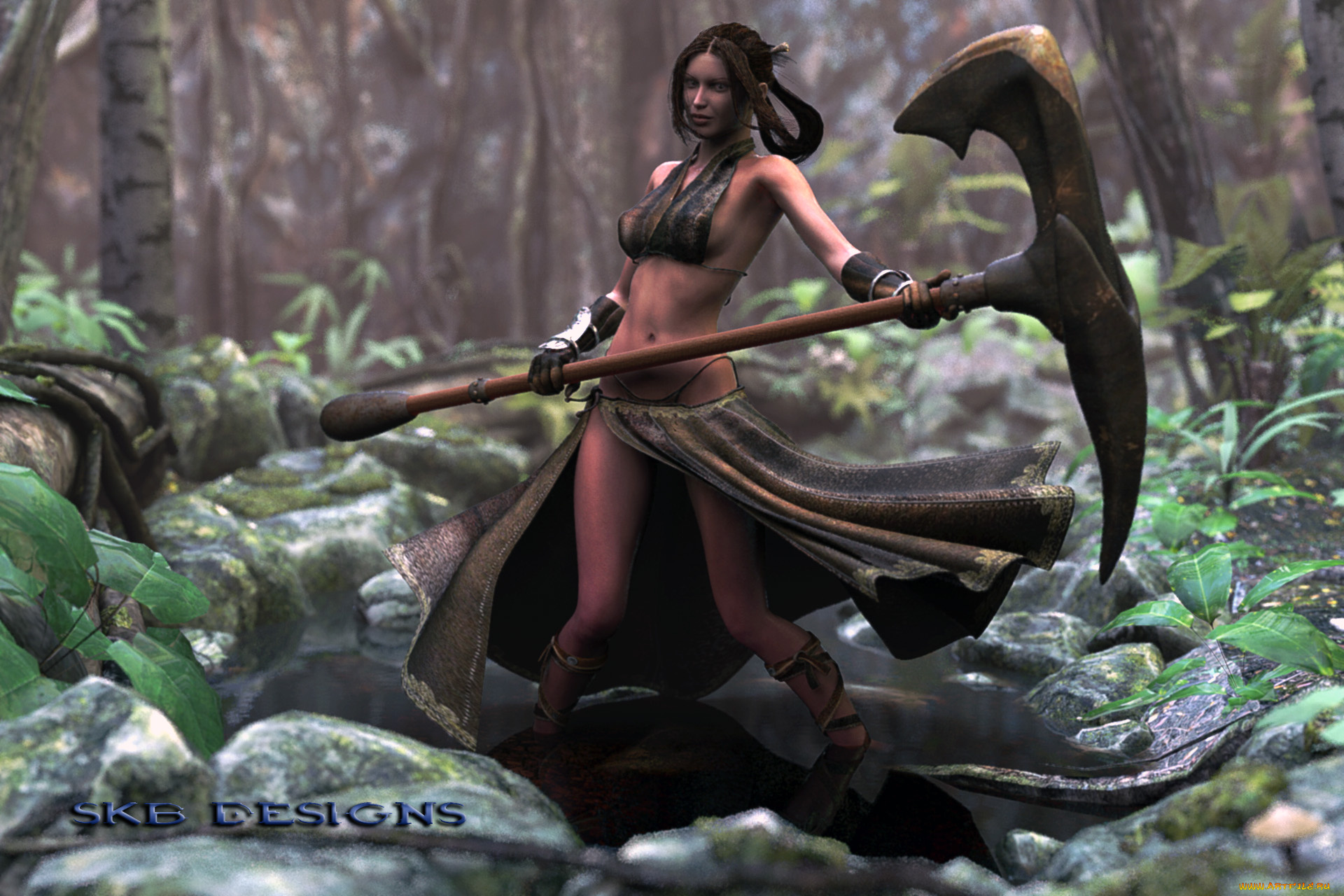 3д, графика, фантазия, , fantasy, фон, взгляд, девушка