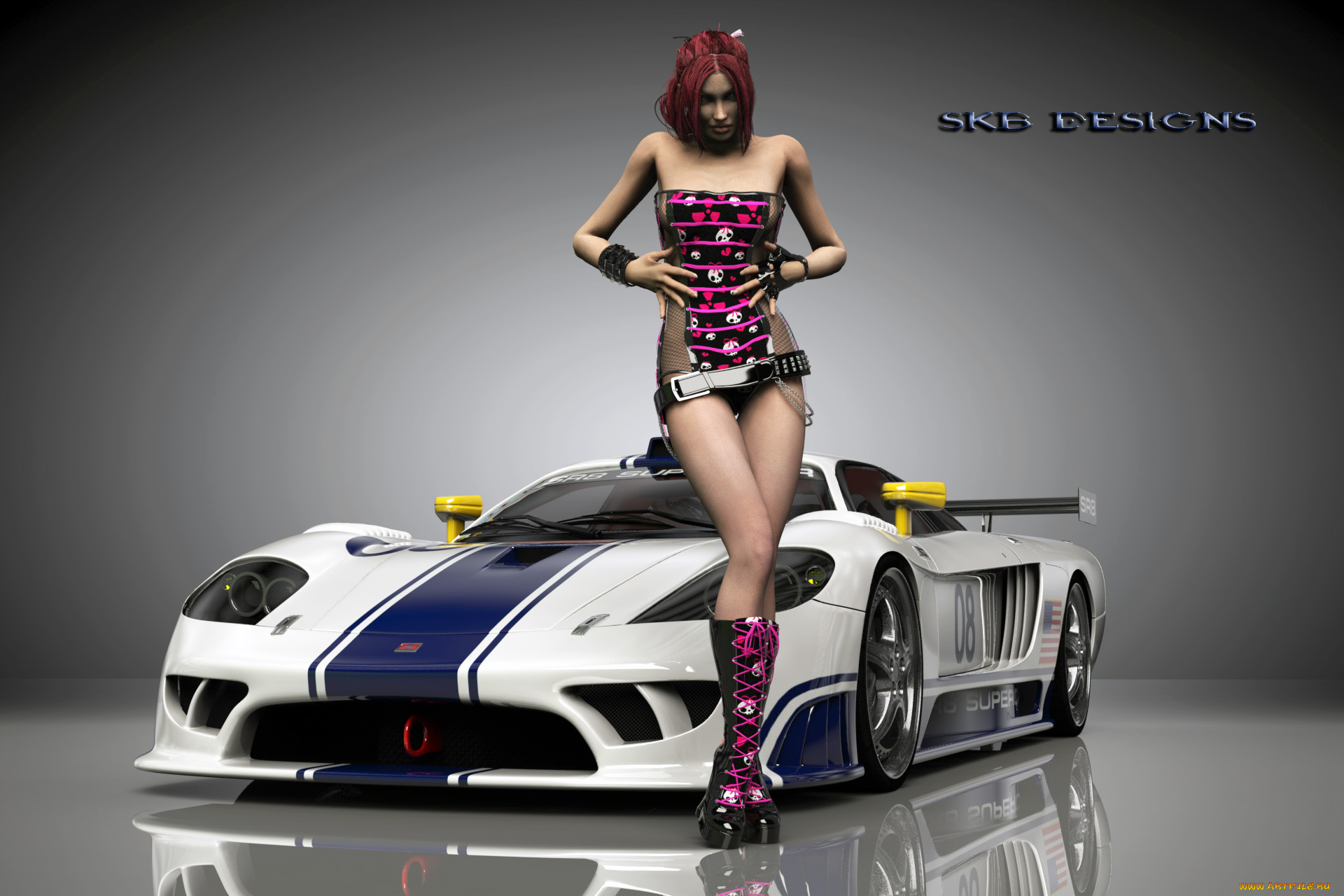 3д, графика, люди-авто, мото, , people-, car, , , moto, автомобиль, фон, взгляд, девушка