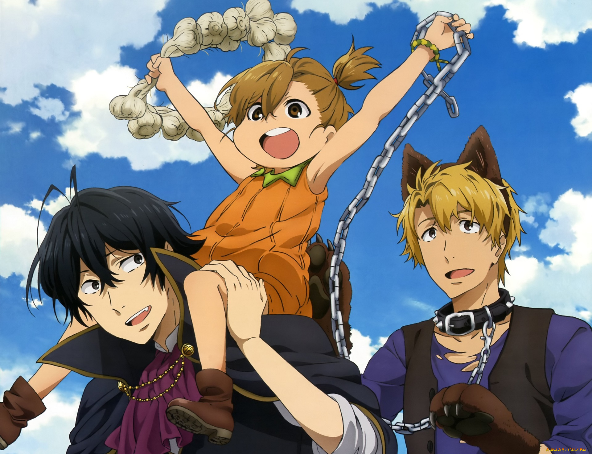 аниме, barakamon, девочка, парни