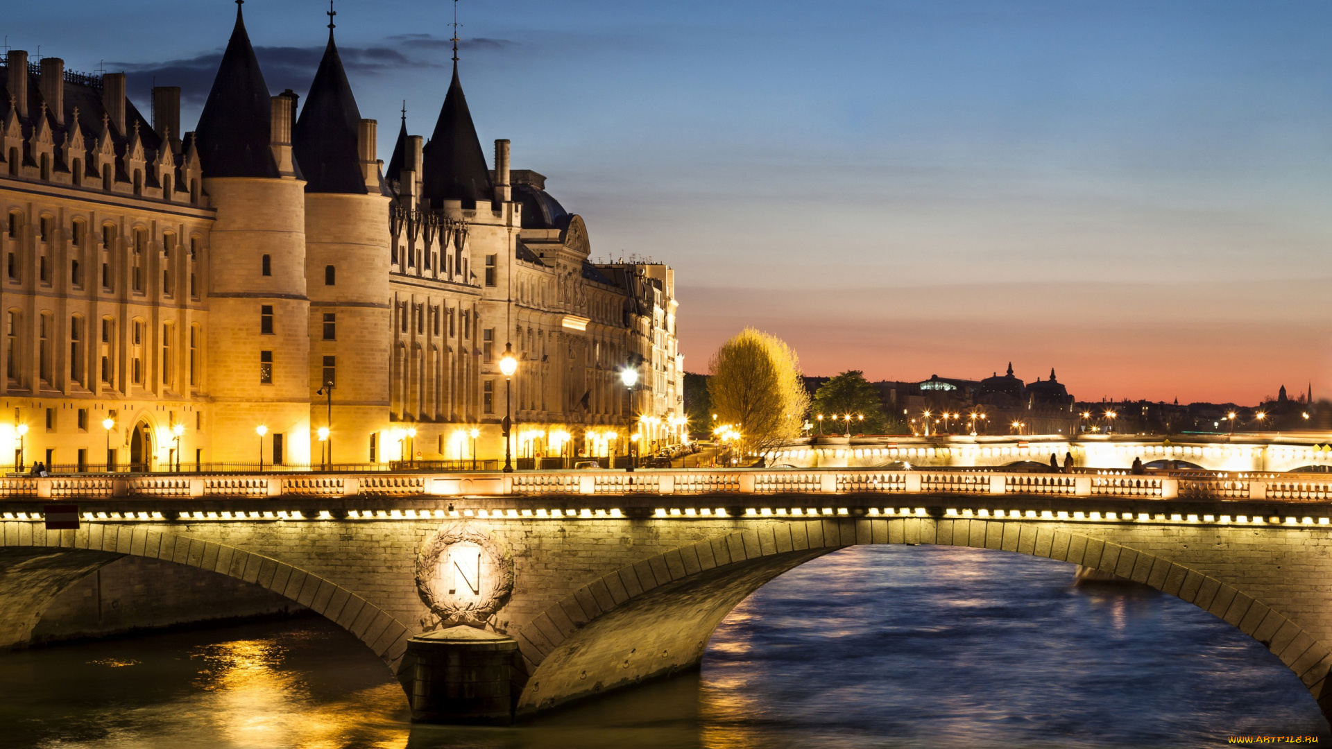 города, амстердам, , нидерланды, мост, огни, река, вечер