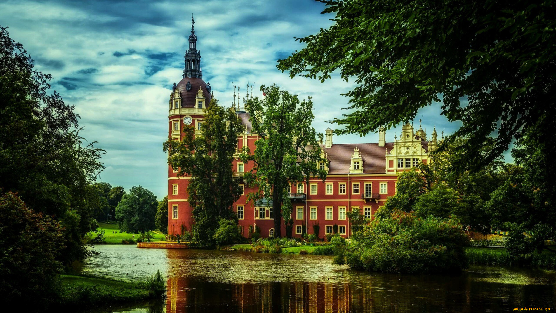 schloss, bad, muskau, польша, города, замки, польши, schloss, bad, muskau, польша