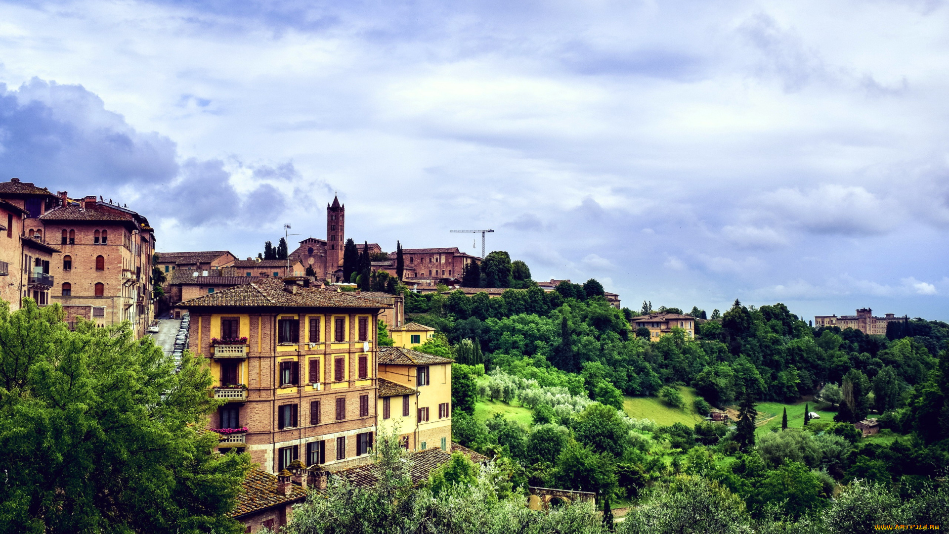 сиена, италия, города, -, панорамы