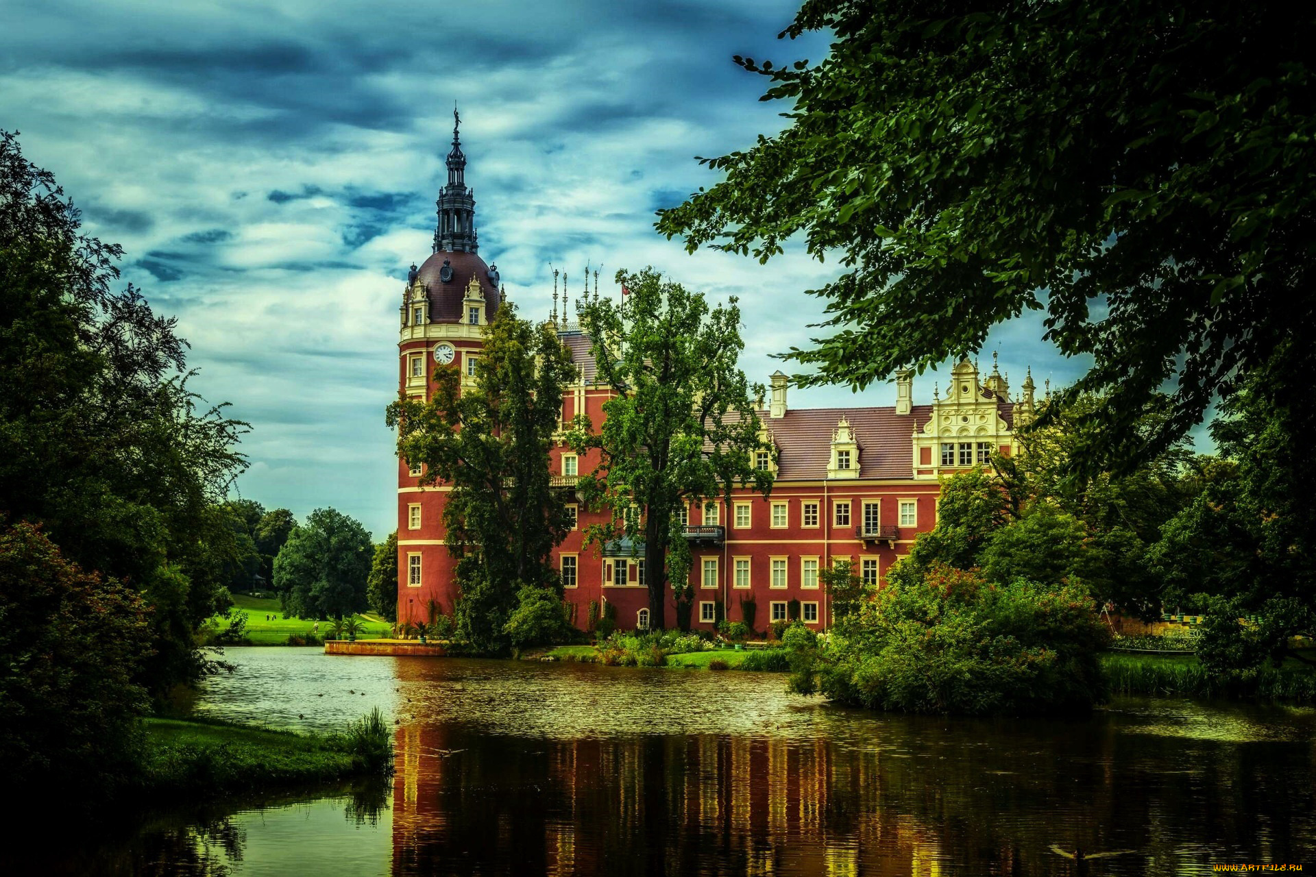 schloss, bad, muskau, польша, города, замки, польши, schloss, bad, muskau, польша