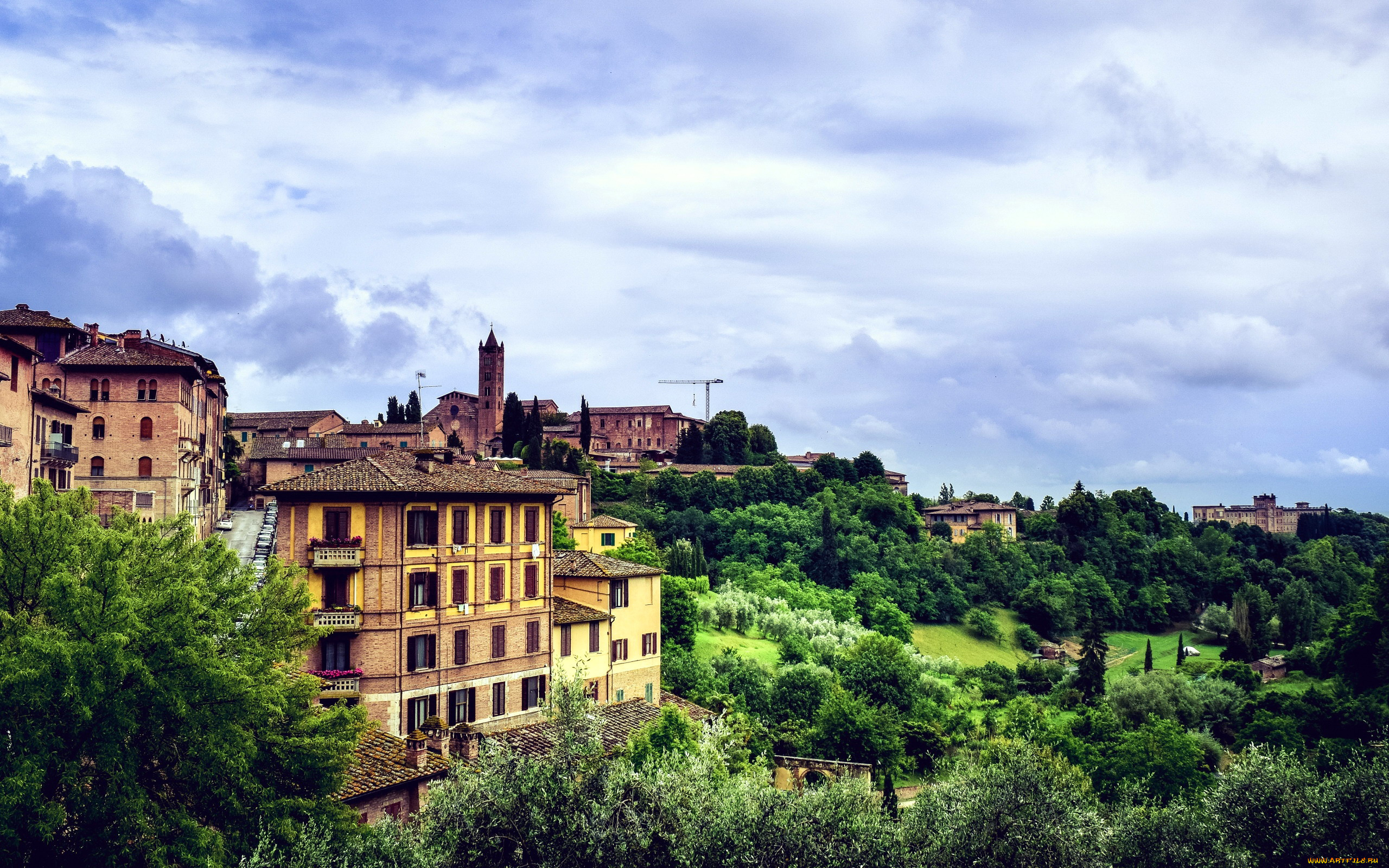 сиена, италия, города, -, панорамы