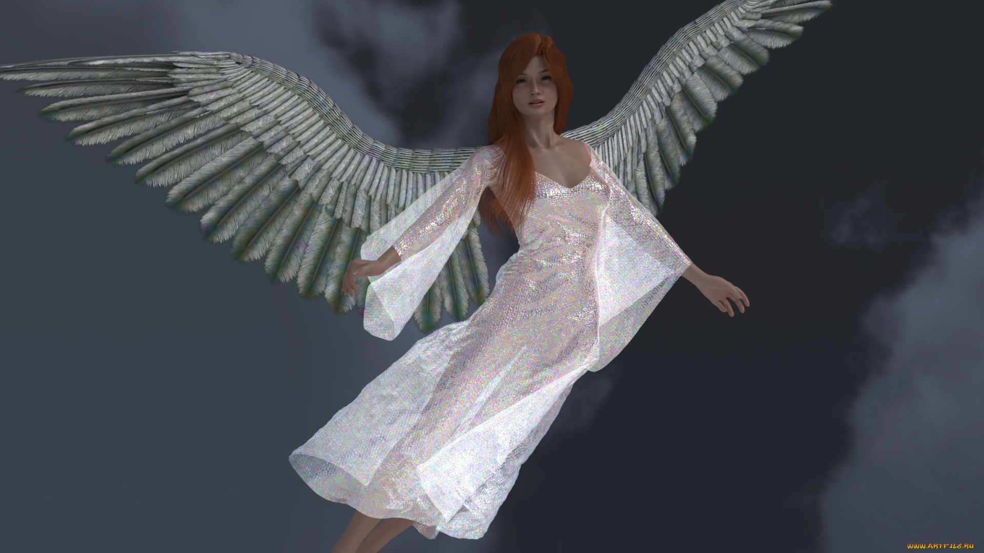 3д, графика, ангел, , angel, фон, взгляд, девушка