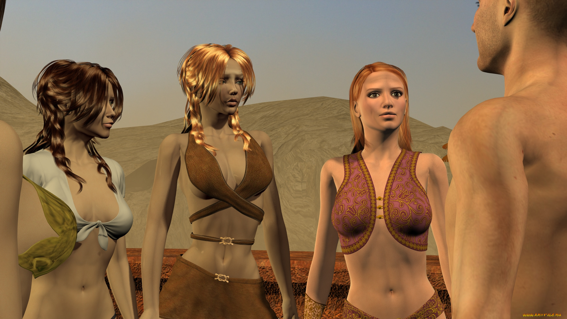 3д, графика, фантазия, , fantasy, фон, взгляд, девушки