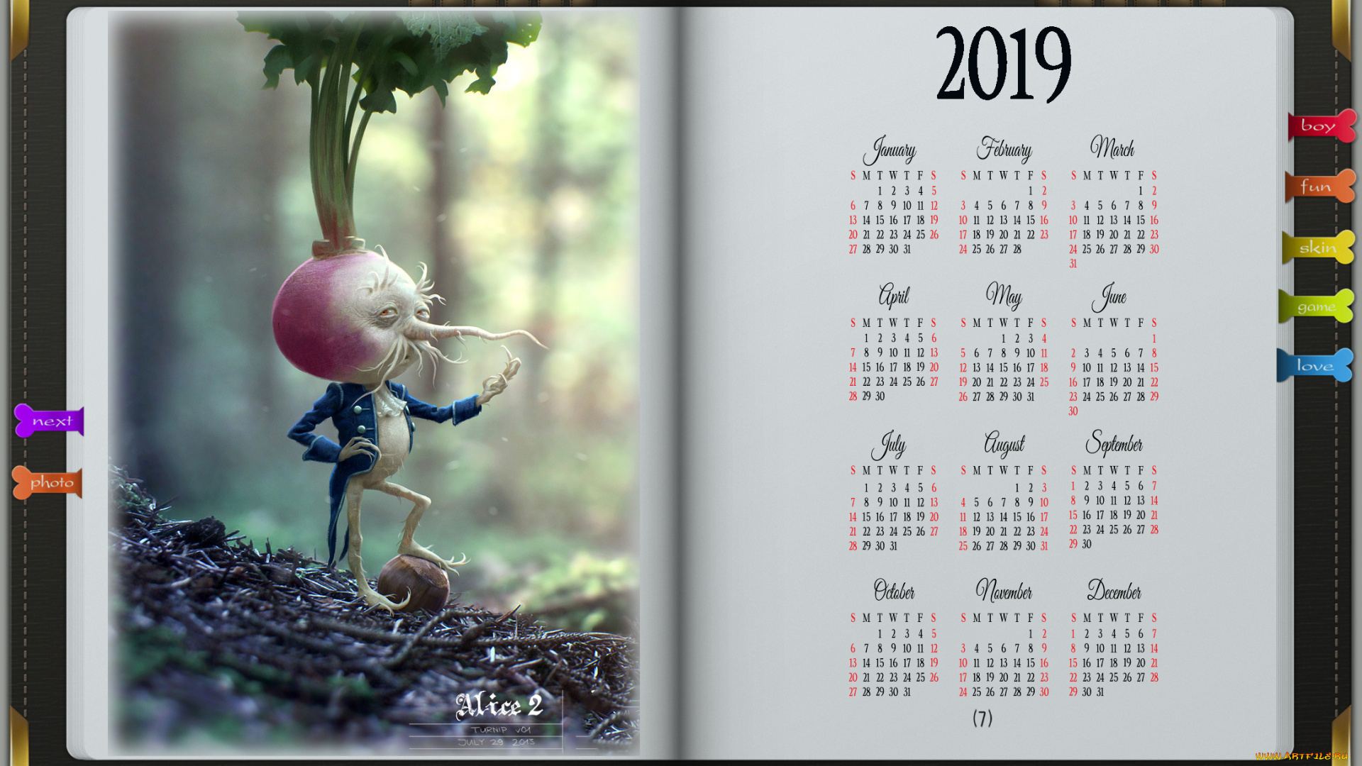 календари, фэнтези, существо, редис